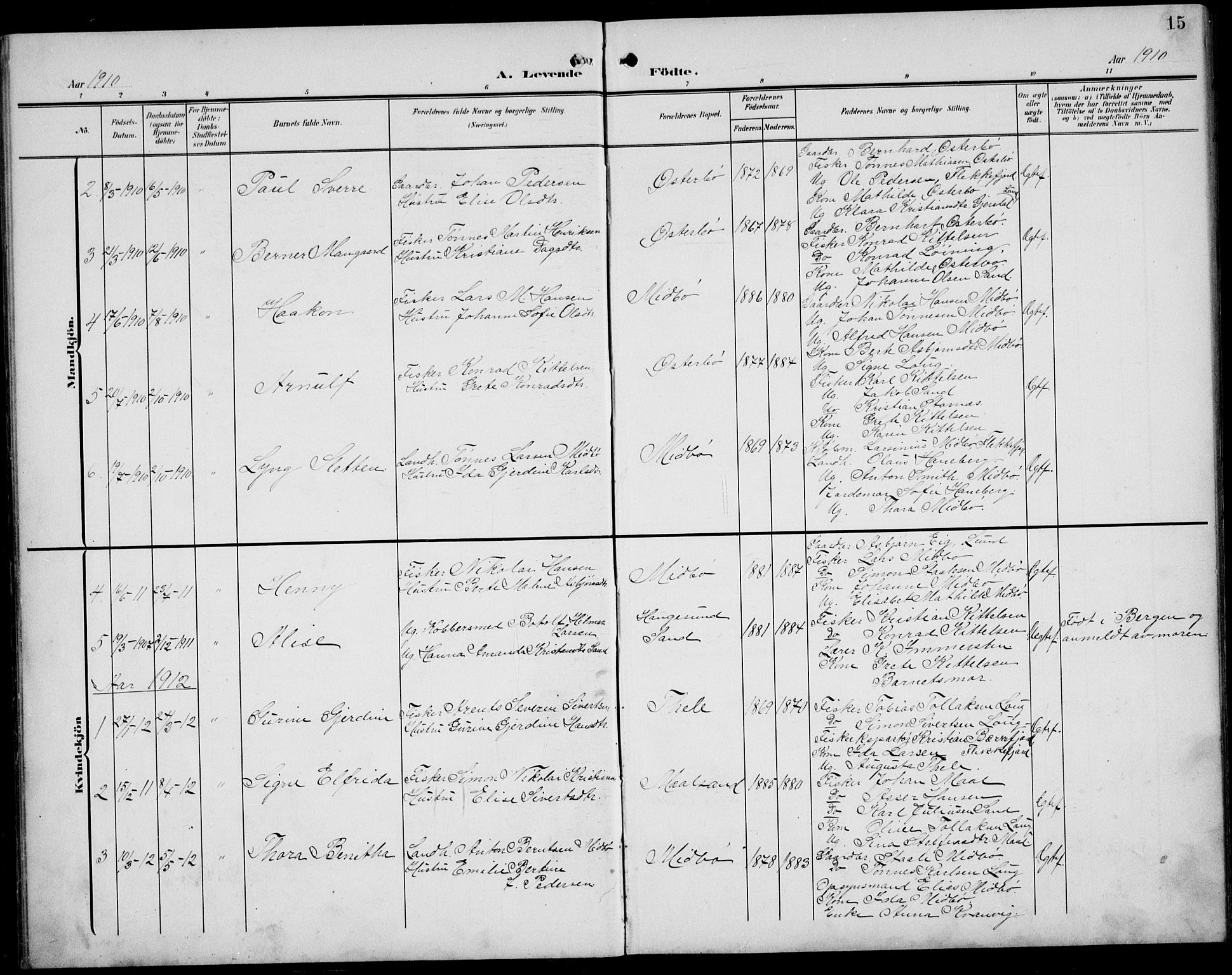 Sokndal sokneprestkontor, SAST/A-101808: Parish register (copy) no. B 7, 1904-1935, p. 15