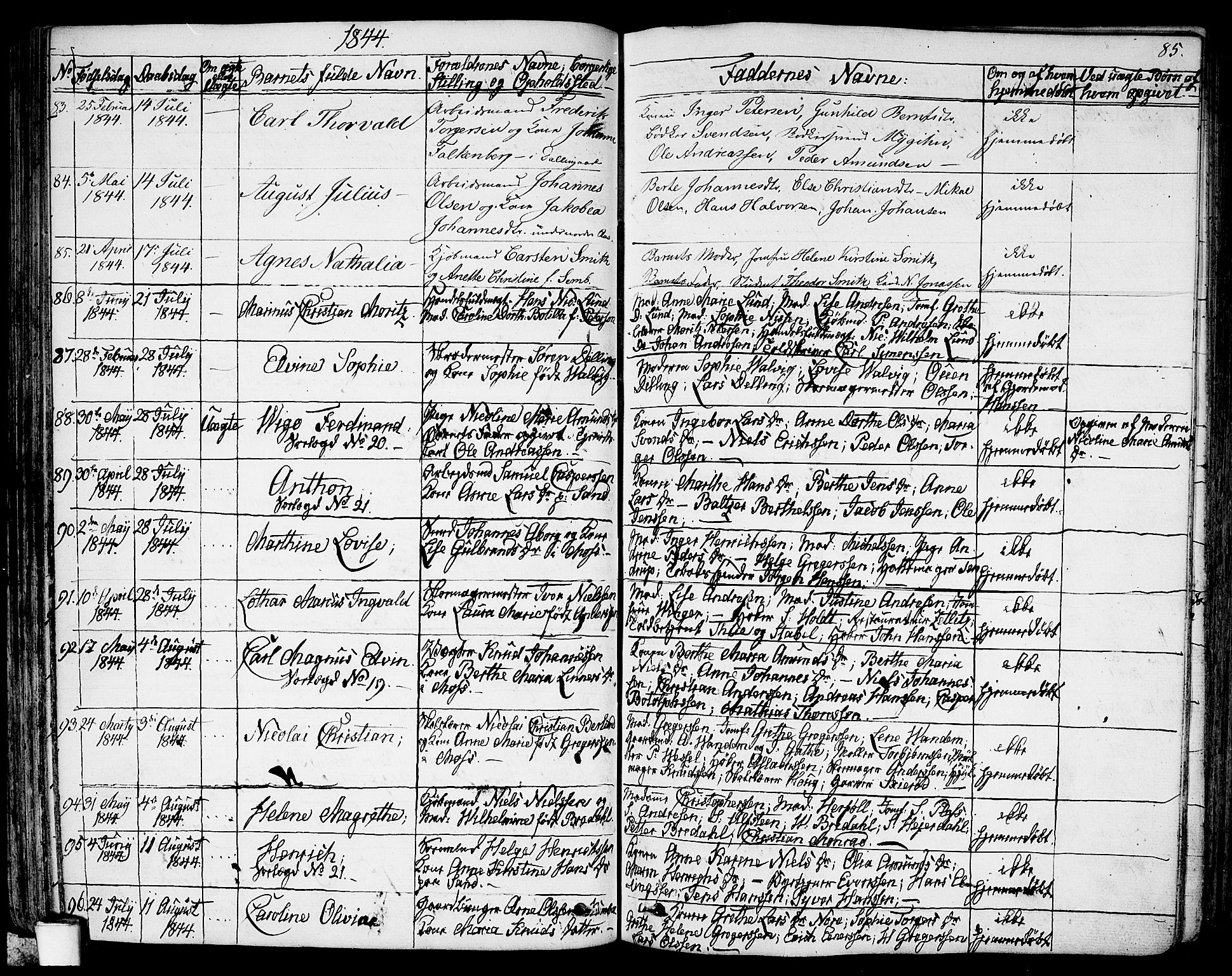 Moss prestekontor Kirkebøker, AV/SAO-A-2003/G/Ga/L0001: Parish register (copy) no. I 1, 1835-1851, p. 85