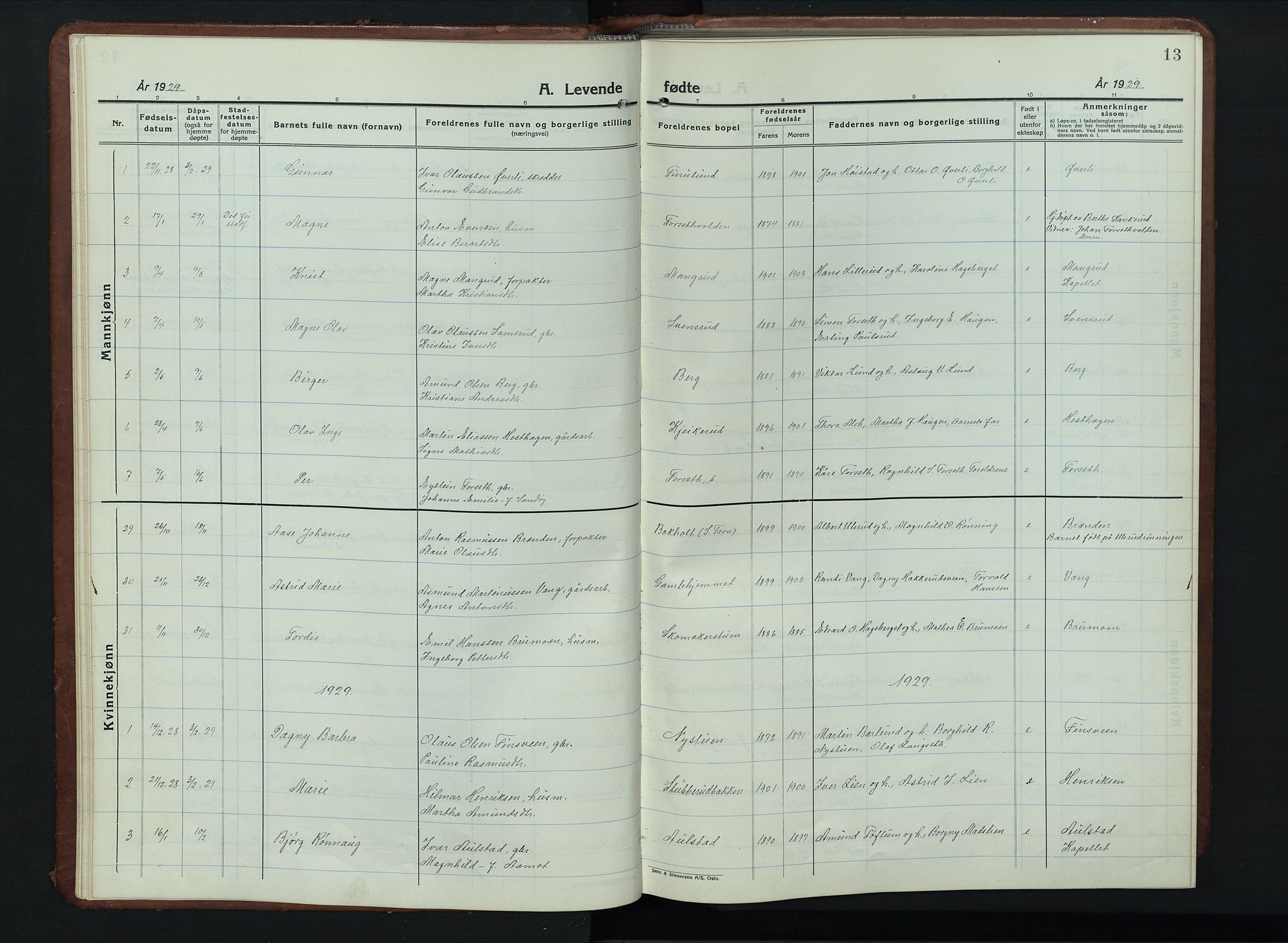 Vestre Gausdal prestekontor, AV/SAH-PREST-094/H/Ha/Hab/L0005: Parish register (copy) no. 5, 1926-1955, p. 13