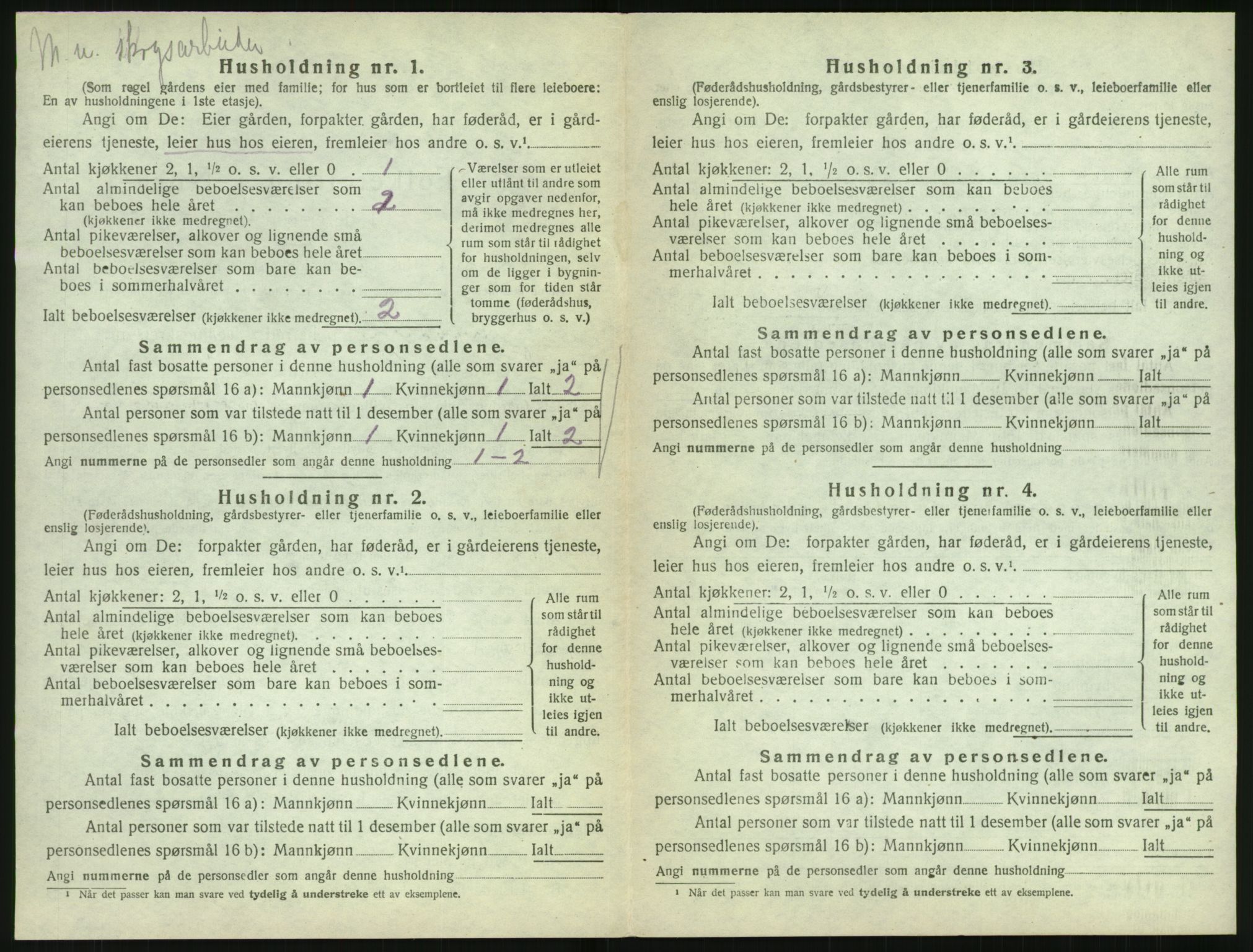 SAK, 1920 census for Vegårshei, 1920, p. 197