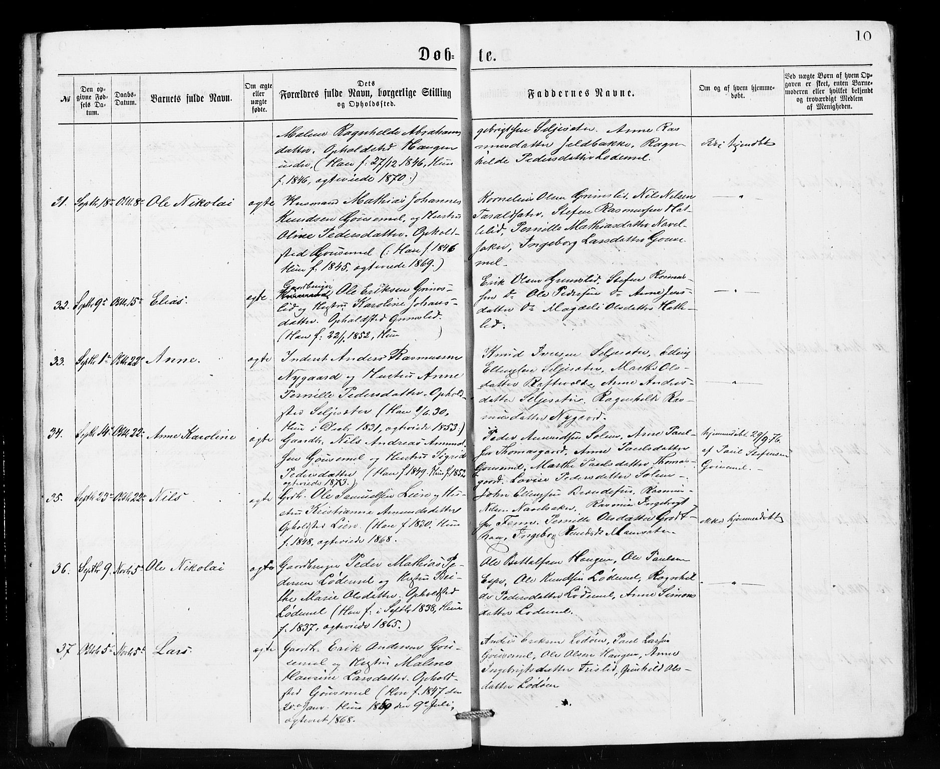 Hornindal sokneprestembete, AV/SAB-A-82401/H/Hab: Parish register (copy) no. A 1, 1876-1894, p. 10