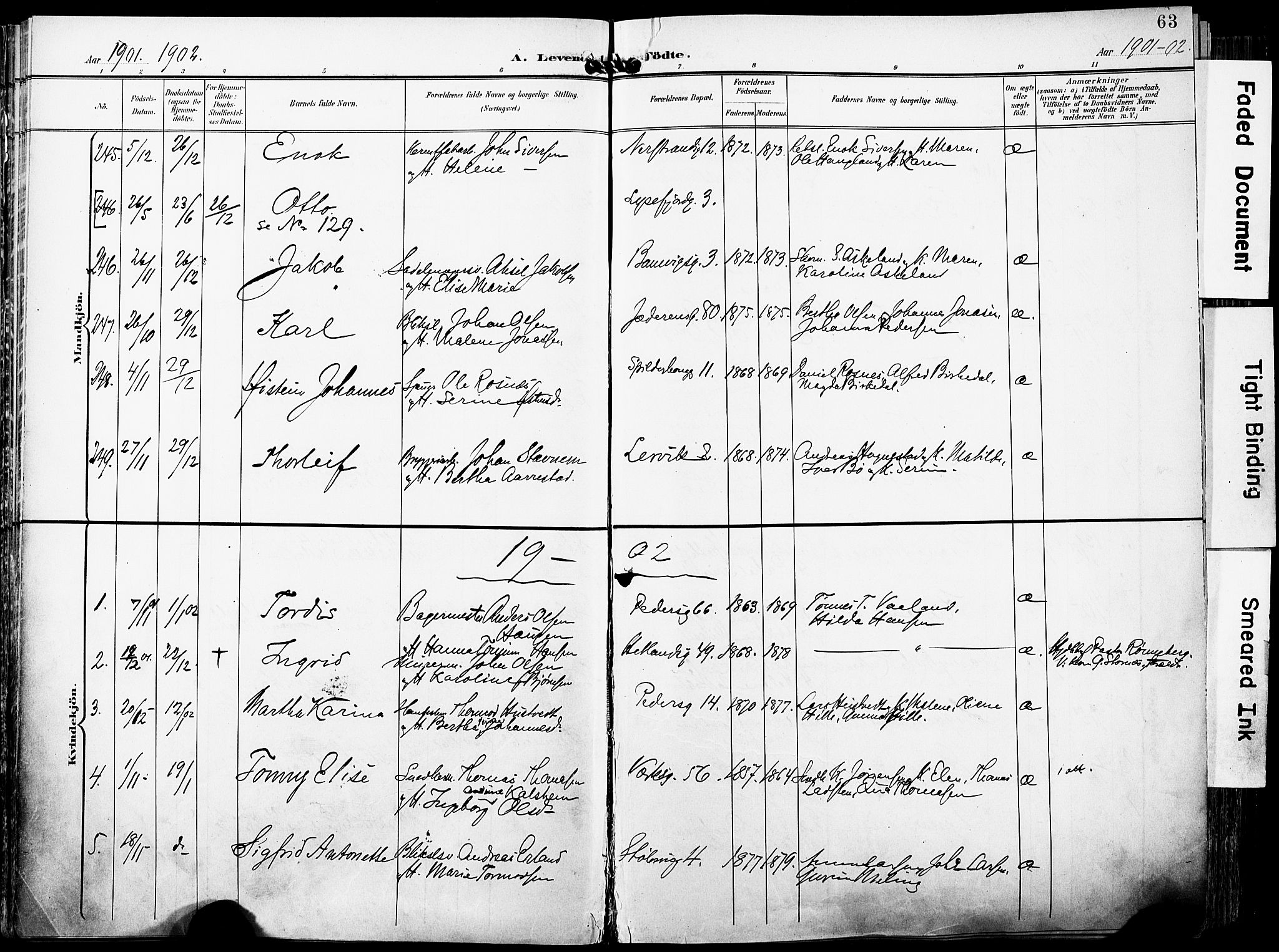 St. Johannes sokneprestkontor, AV/SAST-A-101814/001/30/30BA/L0007: Parish register (official) no. A 7, 1900-1910, p. 63