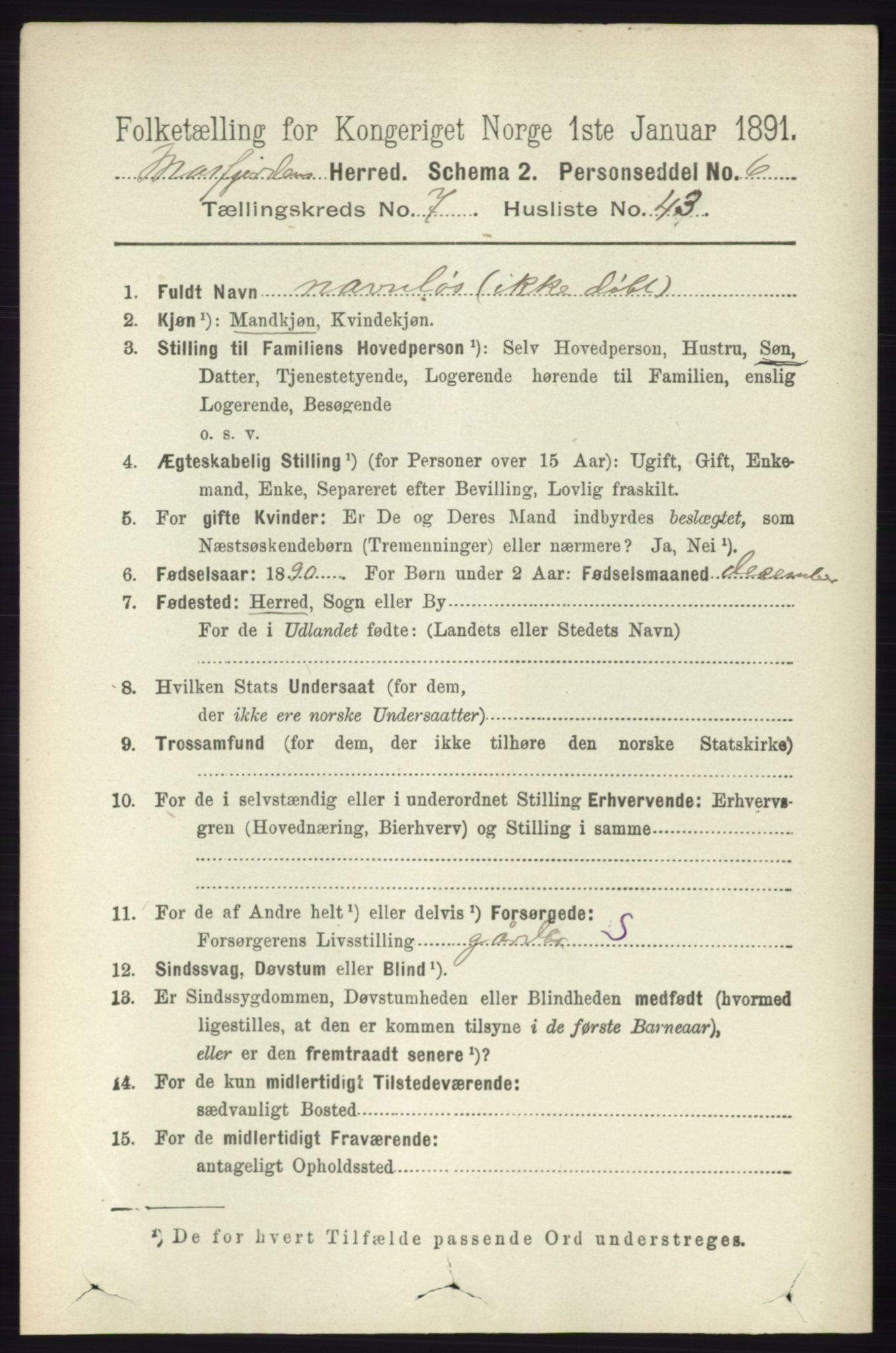 RA, 1891 census for 1266 Masfjorden, 1891, p. 1498