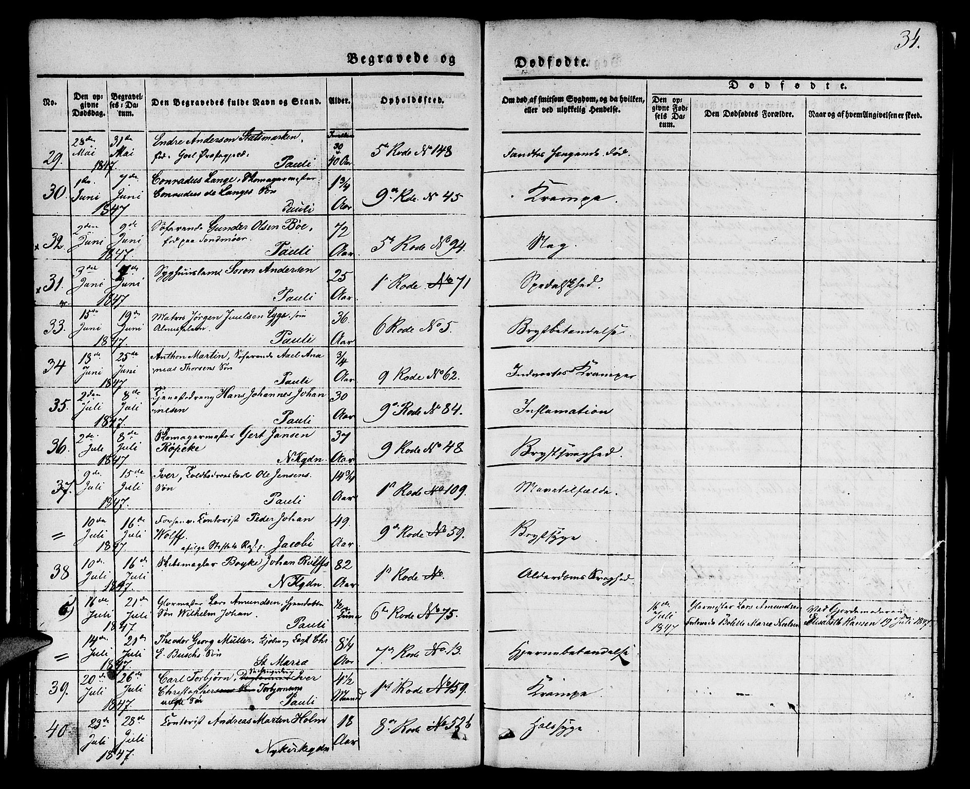 Nykirken Sokneprestembete, AV/SAB-A-77101/H/Hab: Parish register (copy) no. E 1, 1840-1866, p. 34
