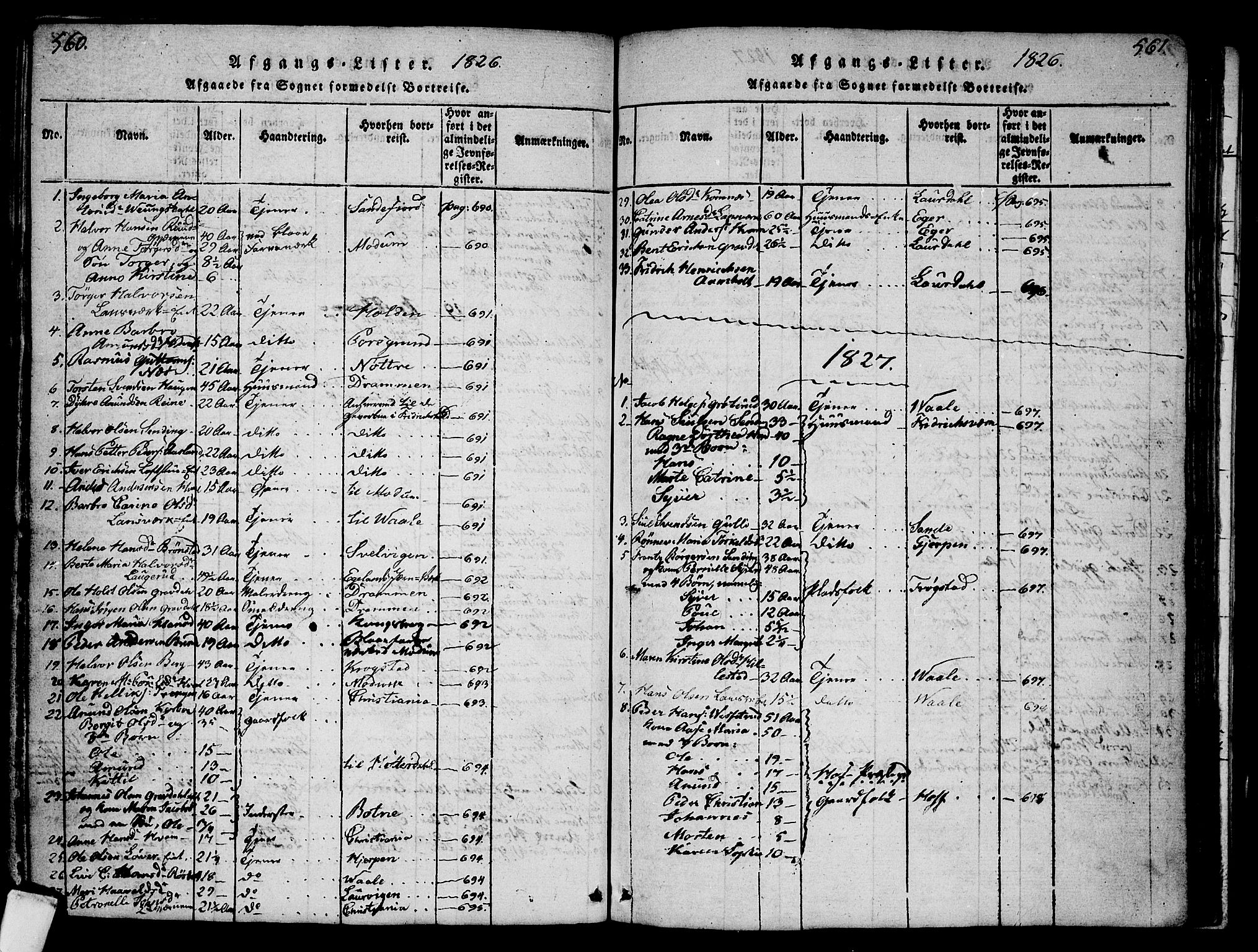 Sandsvær kirkebøker, SAKO/A-244/G/Ga/L0003: Parish register (copy) no. I 3, 1817-1839, p. 560-561