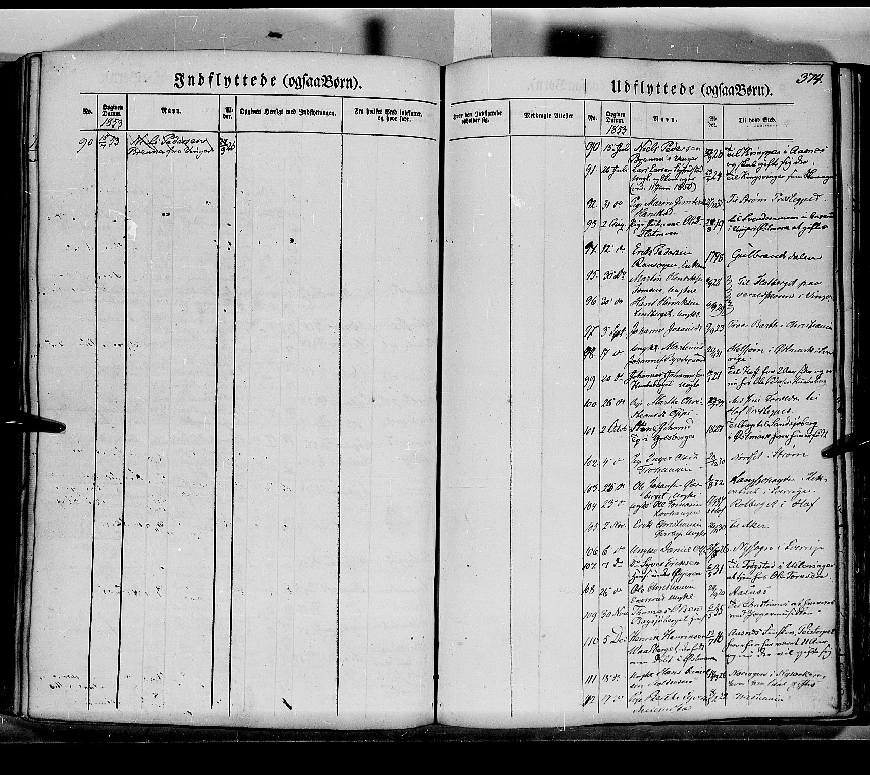 Grue prestekontor, SAH/PREST-036/H/Ha/Haa/L0008: Parish register (official) no. 8, 1847-1858, p. 374