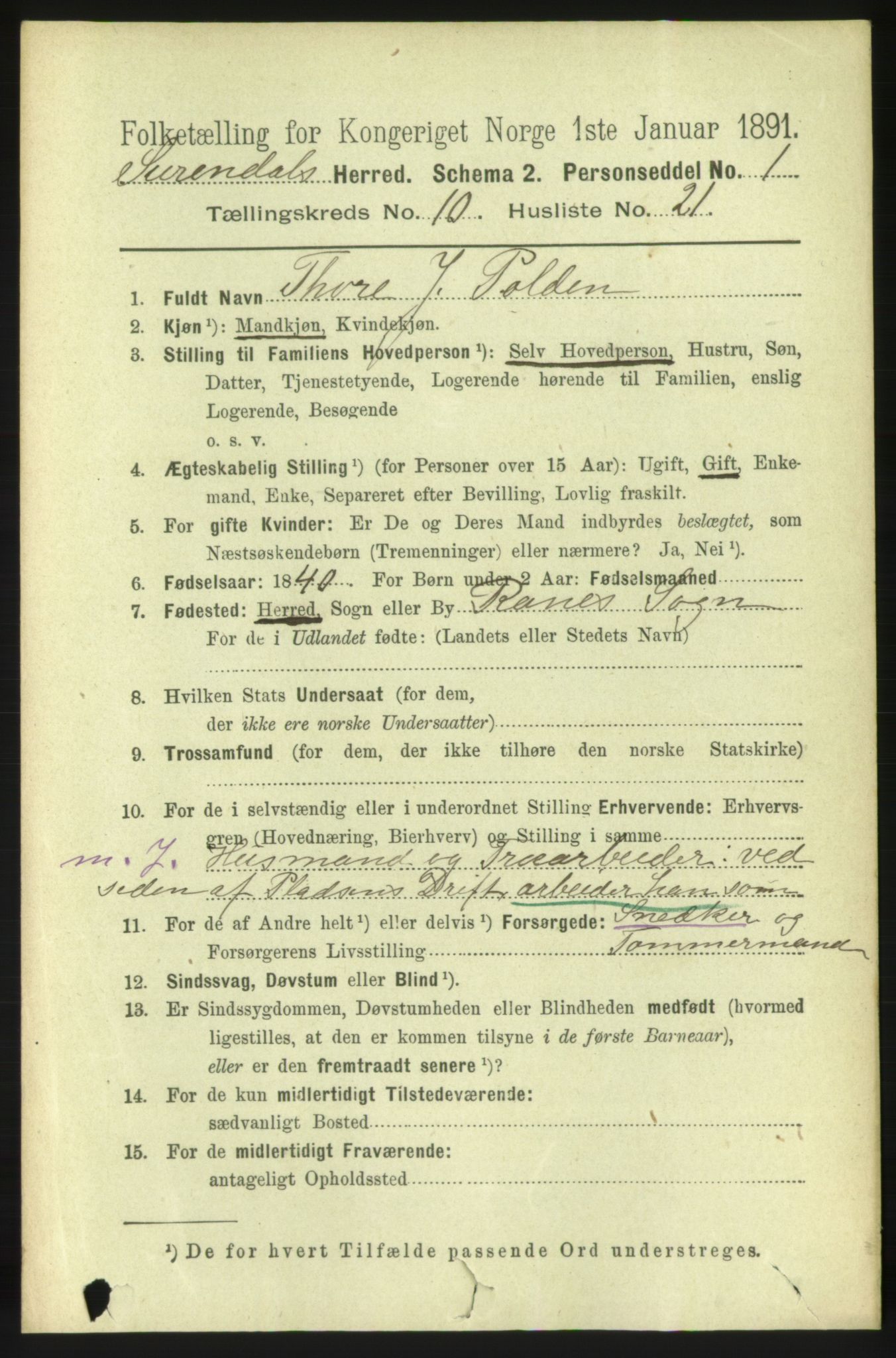 RA, 1891 census for 1566 Surnadal, 1891, p. 2638