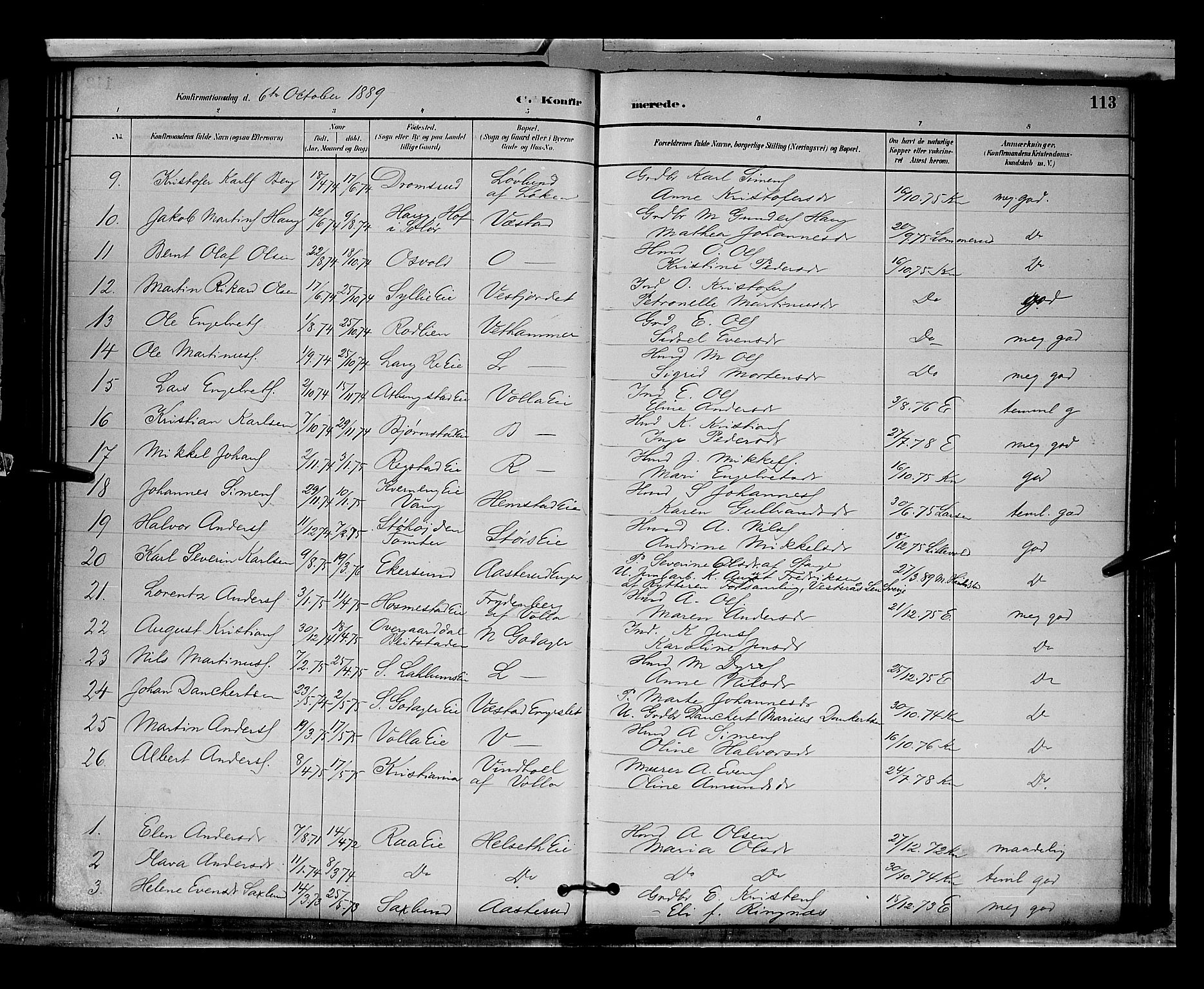 Stange prestekontor, AV/SAH-PREST-002/L/L0009: Parish register (copy) no. 9, 1883-1899, p. 113