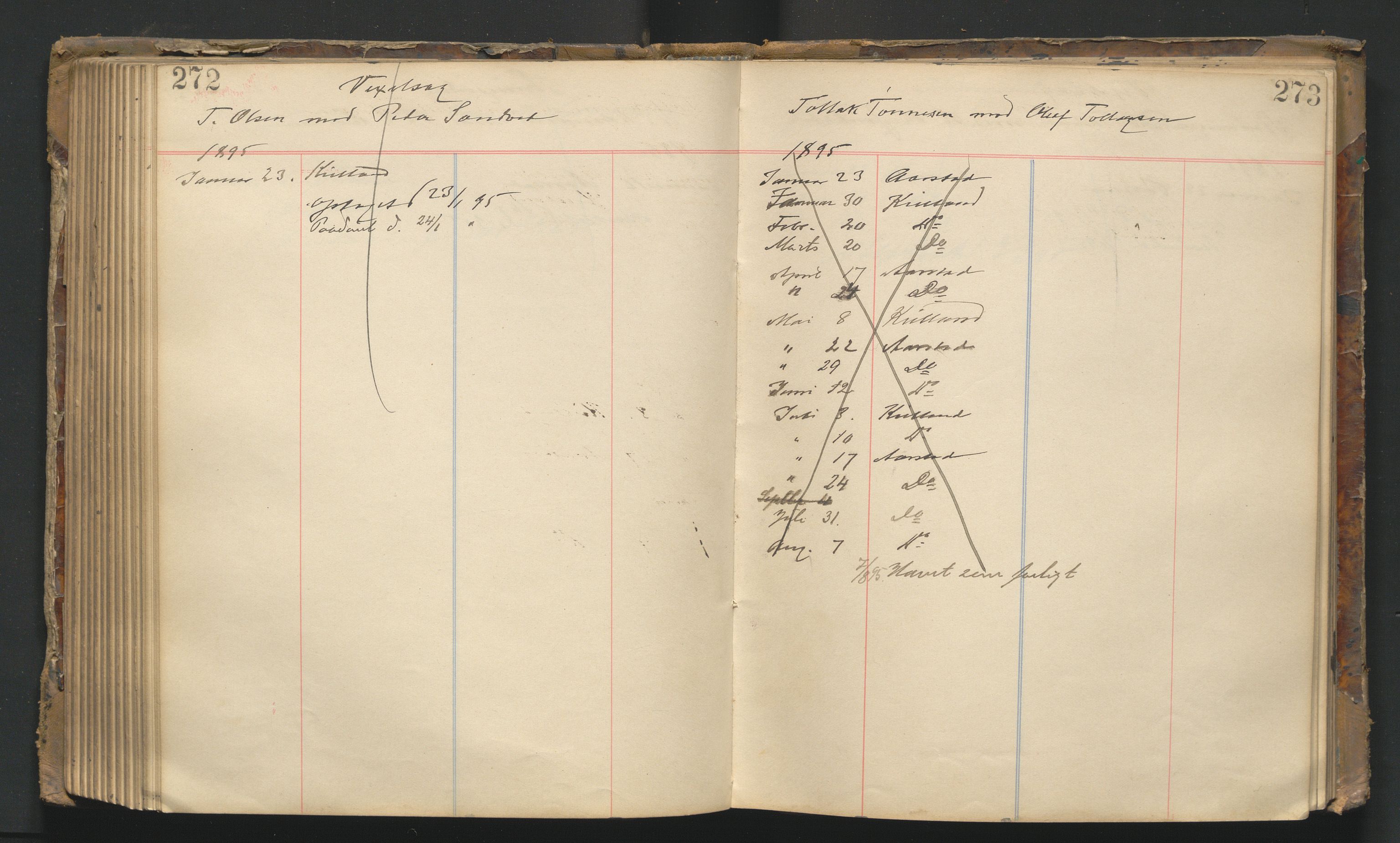 Stavanger byfogd, AV/SAST-A-101408/001/3/32/32A/L0001: Saksliste for Stavanger byting, 1892-1896, p. 272-273