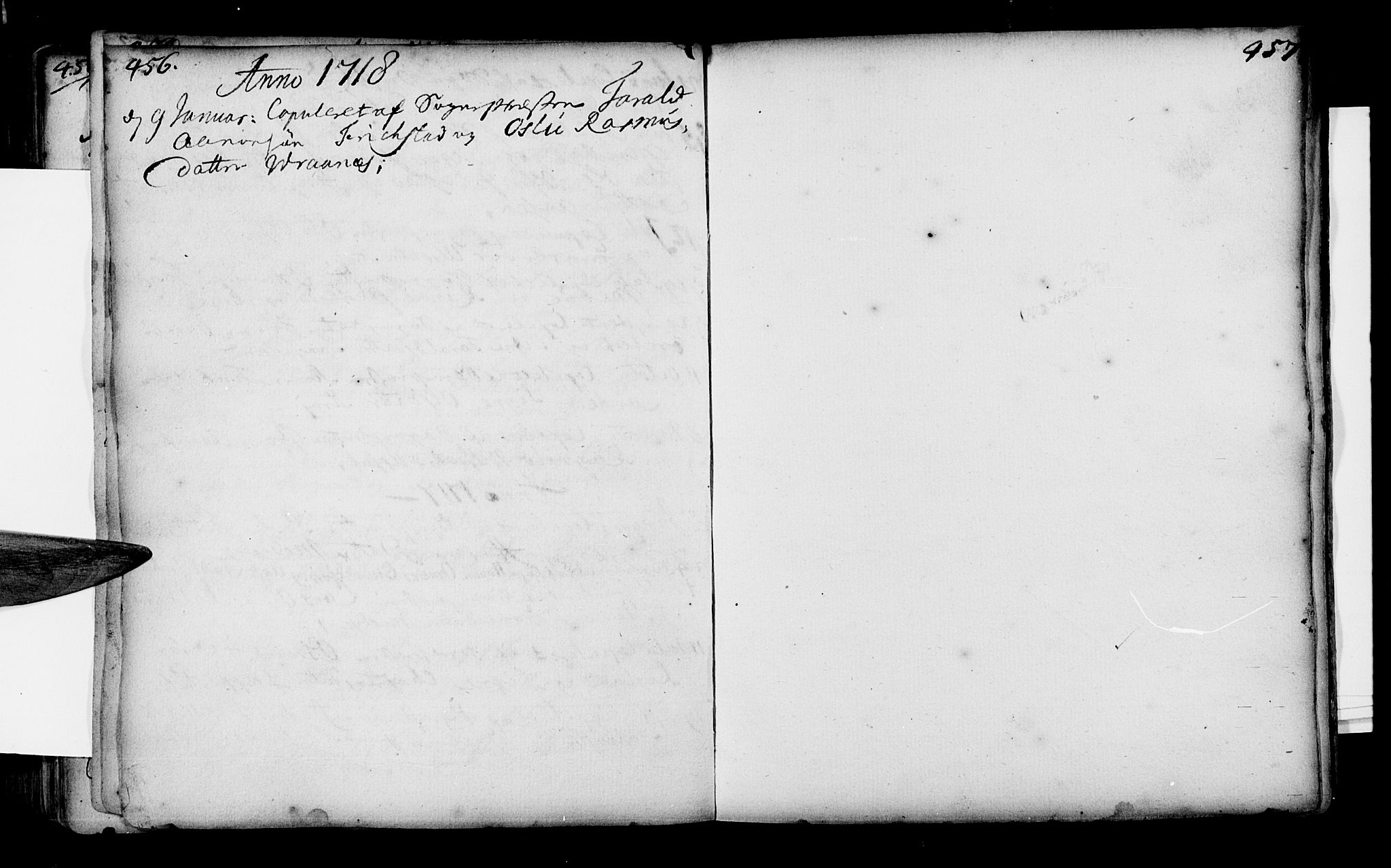 Oddernes sokneprestkontor, AV/SAK-1111-0033/F/Fa/Faa/L0001: Parish register (official) no. A 1, 1692-1718, p. 456-457