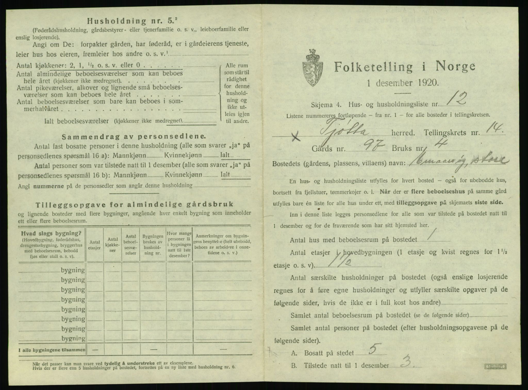 SAT, 1920 census for Tjøtta, 1920, p. 823