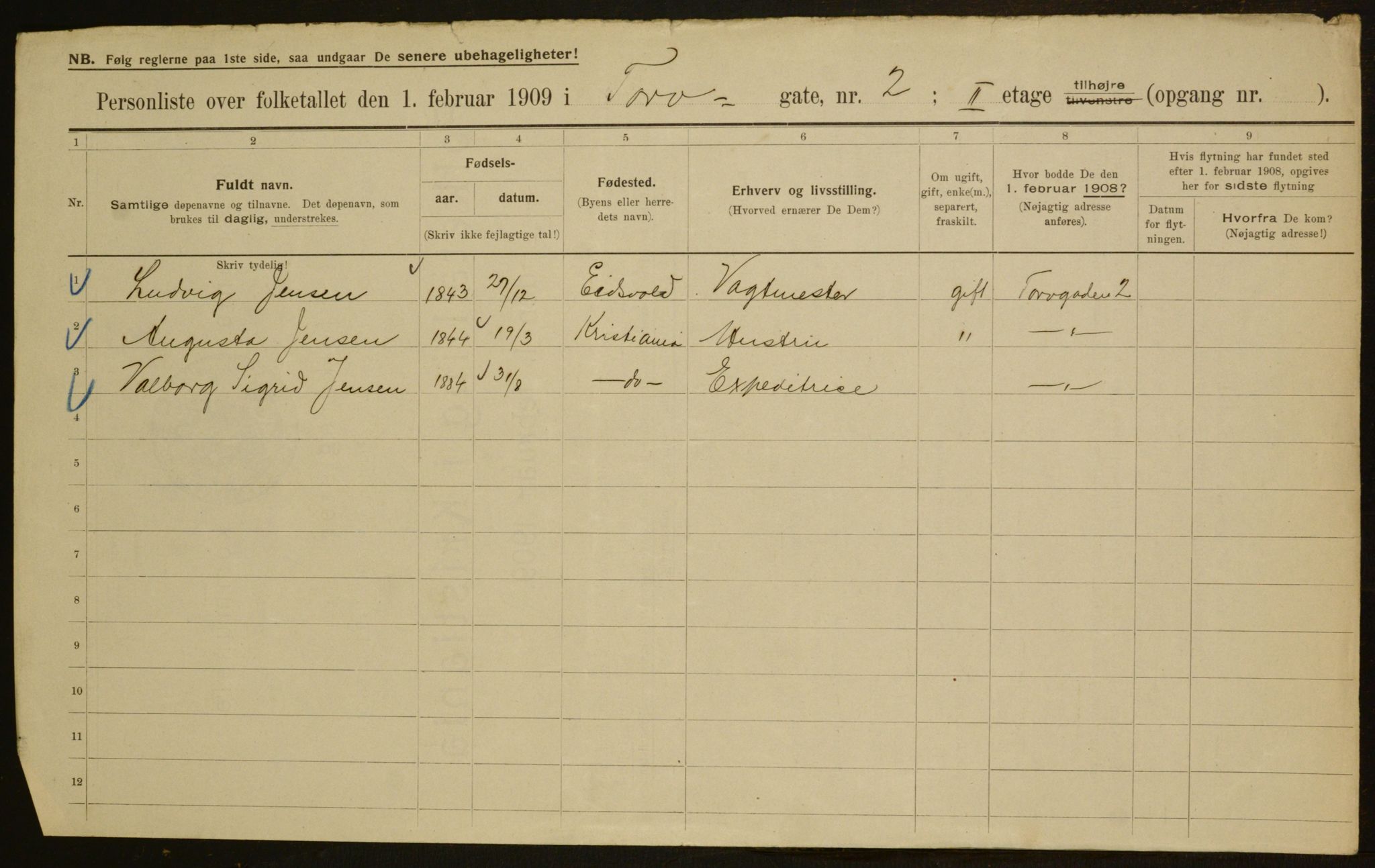 OBA, Municipal Census 1909 for Kristiania, 1909, p. 103317