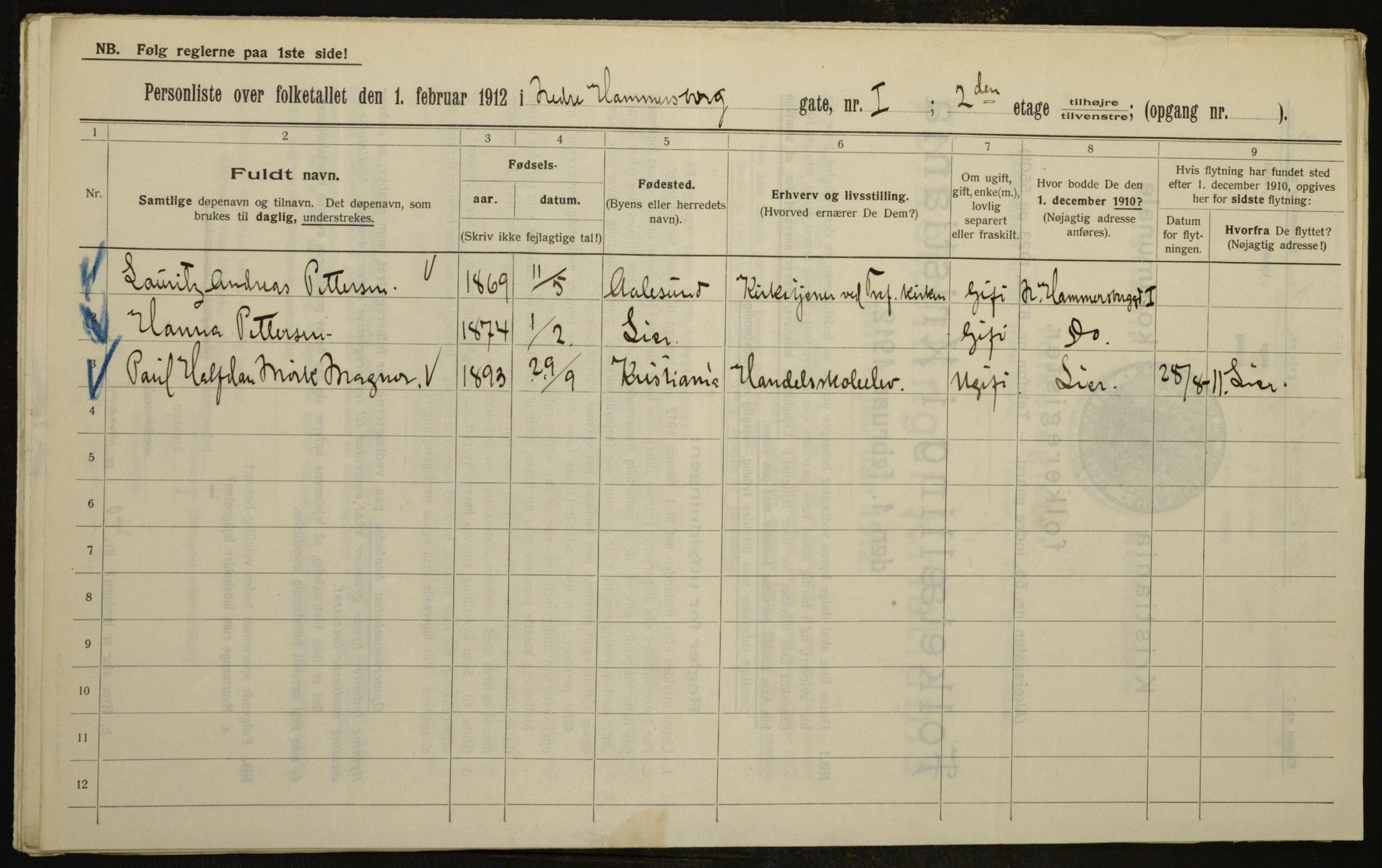 OBA, Municipal Census 1912 for Kristiania, 1912, p. 69753