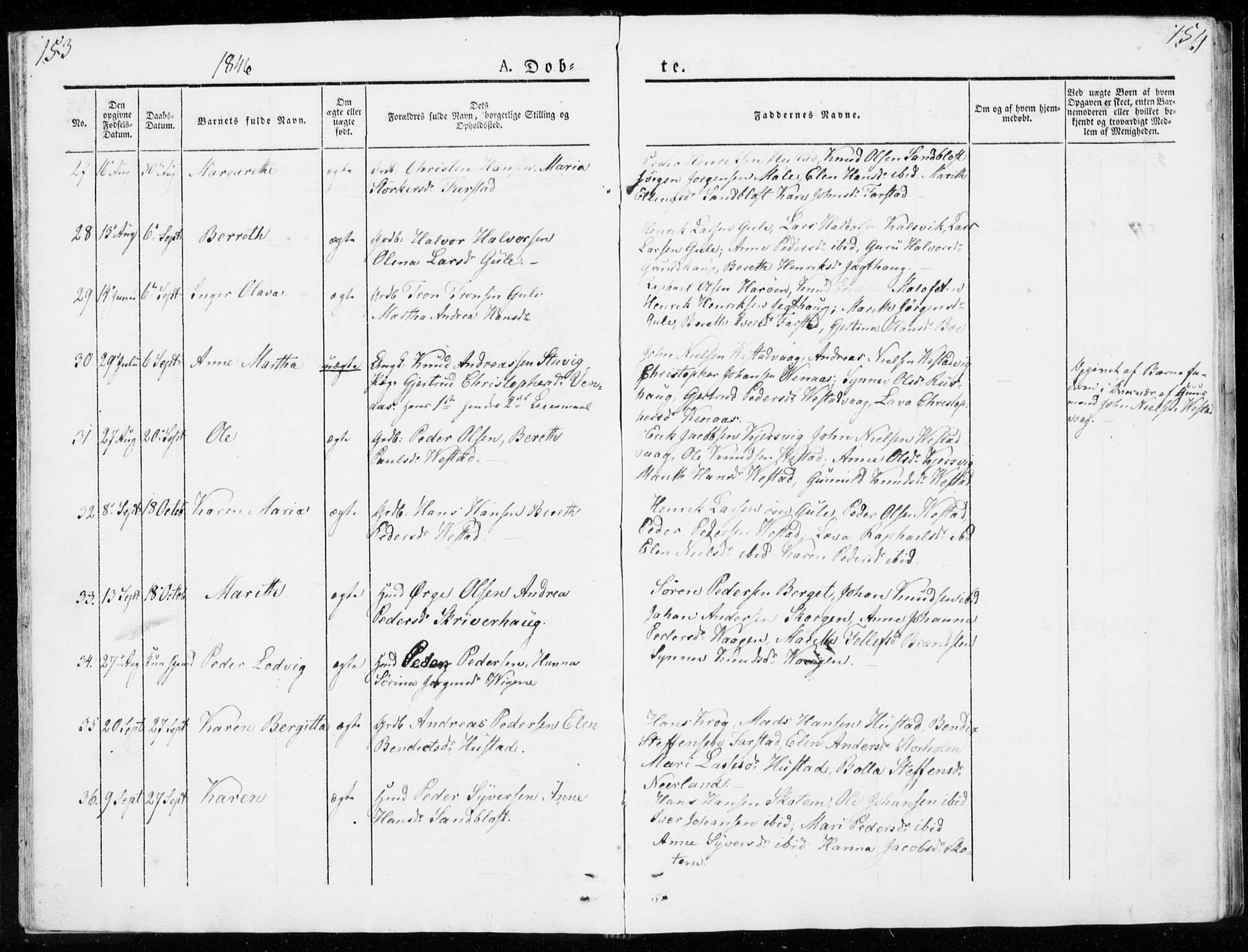 Ministerialprotokoller, klokkerbøker og fødselsregistre - Møre og Romsdal, AV/SAT-A-1454/566/L0766: Parish register (official) no. 566A05, 1842-1851, p. 153-154