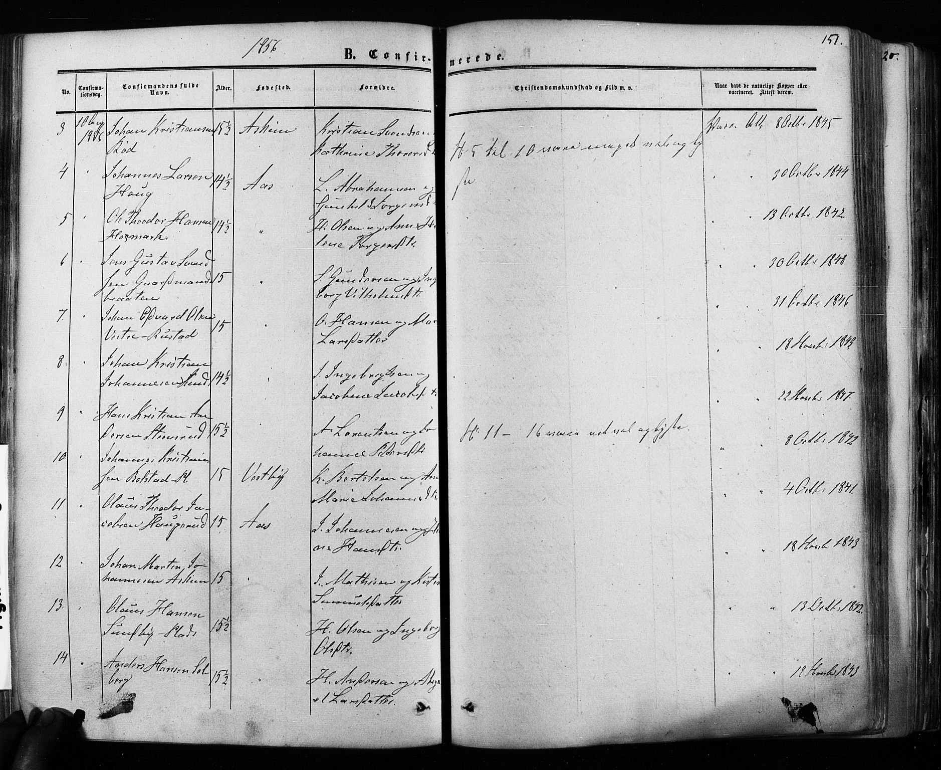 Ås prestekontor Kirkebøker, AV/SAO-A-10894/F/Fa/L0007: Parish register (official) no. I 7, 1854-1870, p. 151