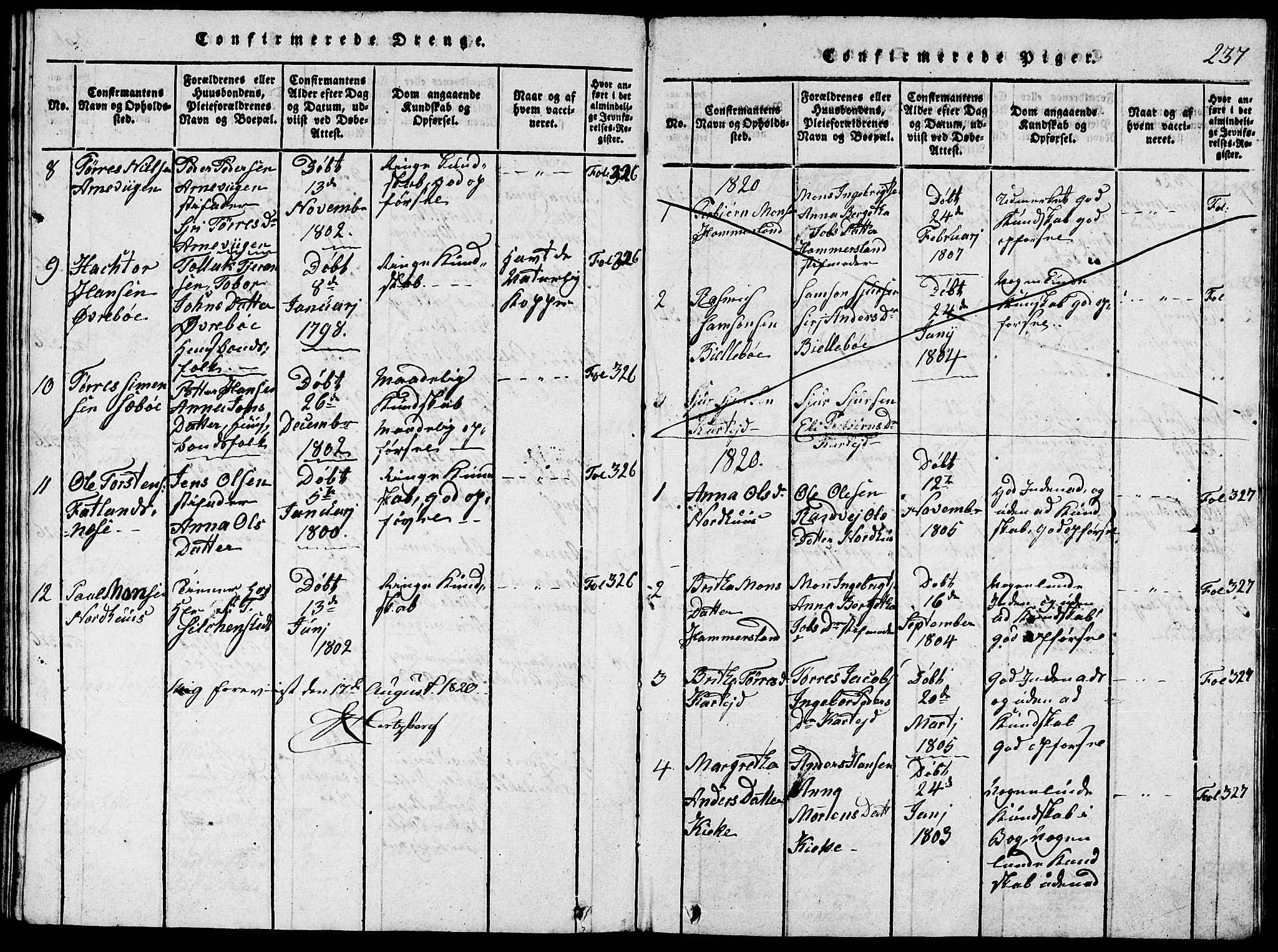 Fjelberg sokneprestembete, SAB/A-75201/H/Hab: Parish register (copy) no. A 1, 1816-1823, p. 237