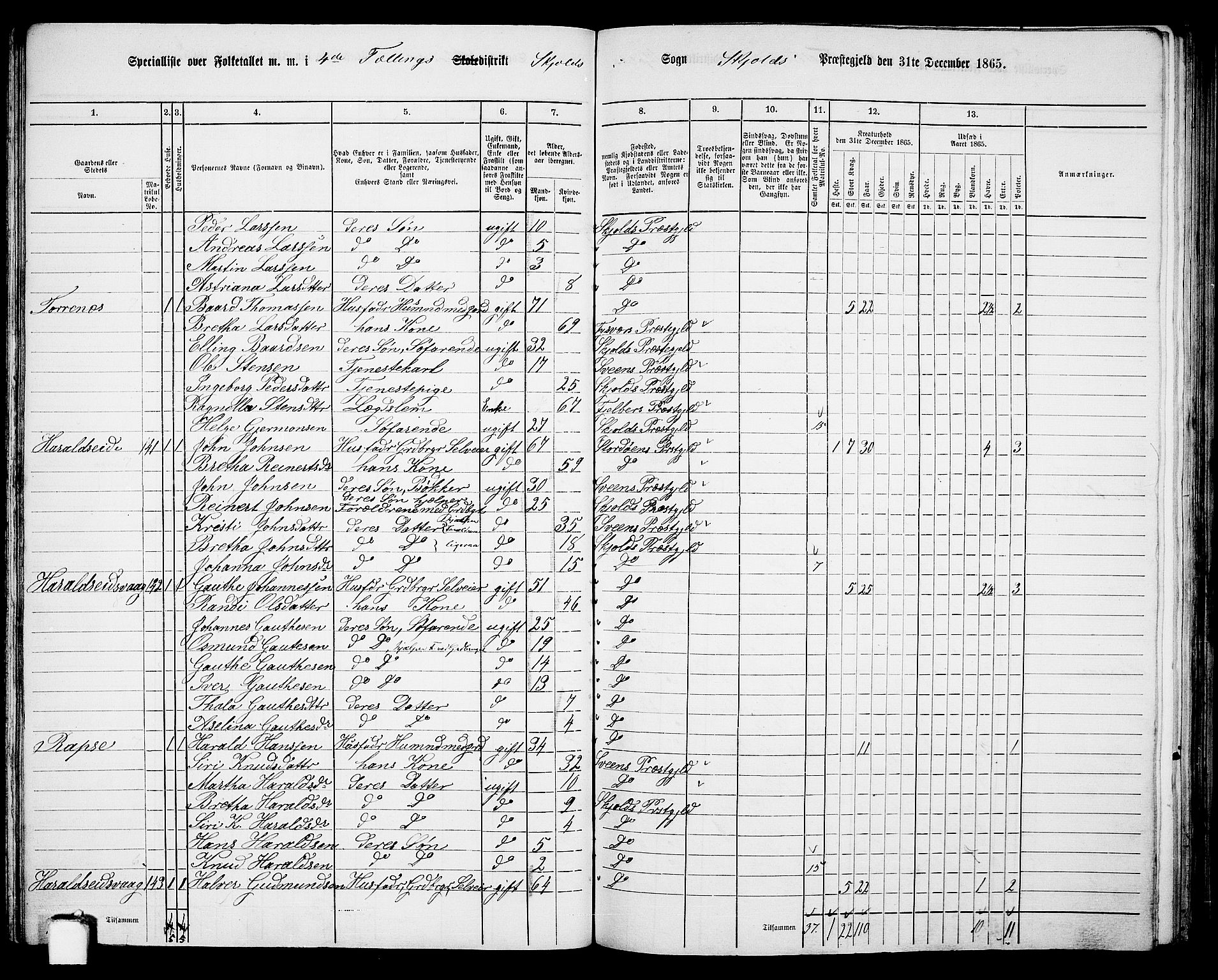 RA, 1865 census for Skjold, 1865, p. 64