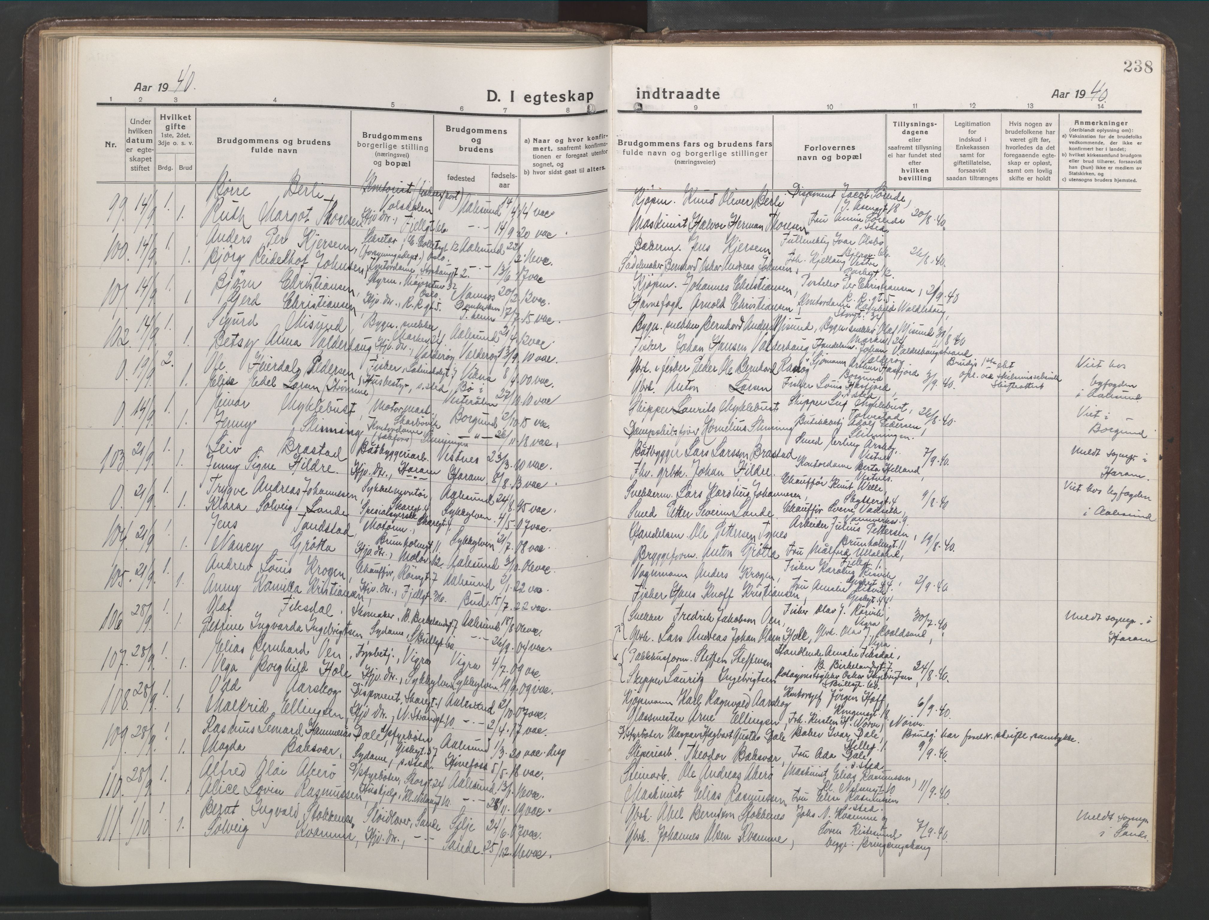 Ministerialprotokoller, klokkerbøker og fødselsregistre - Møre og Romsdal, AV/SAT-A-1454/529/L0473: Parish register (copy) no. 529C10, 1918-1941, p. 238