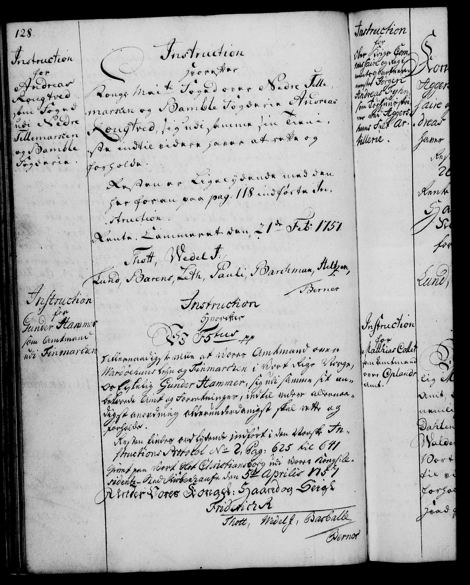 Rentekammeret, Kammerkanselliet, RA/EA-3111/G/Gg/Ggi/L0003: Norsk instruksjonsprotokoll med register (merket RK 53.36), 1751-1775, p. 128
