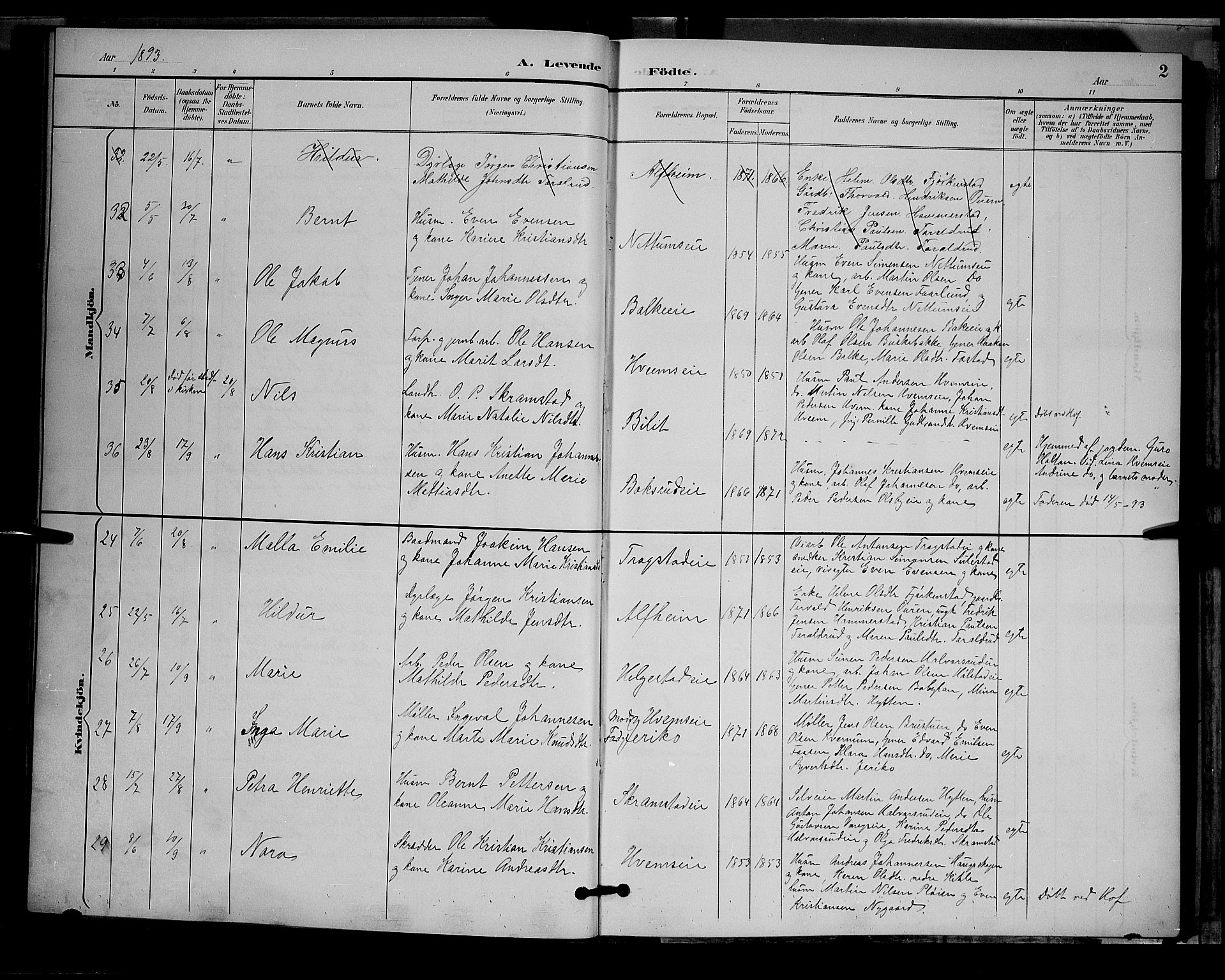 Østre Toten prestekontor, SAH/PREST-104/H/Ha/Hab/L0006: Parish register (copy) no. 6, 1893-1901, p. 2