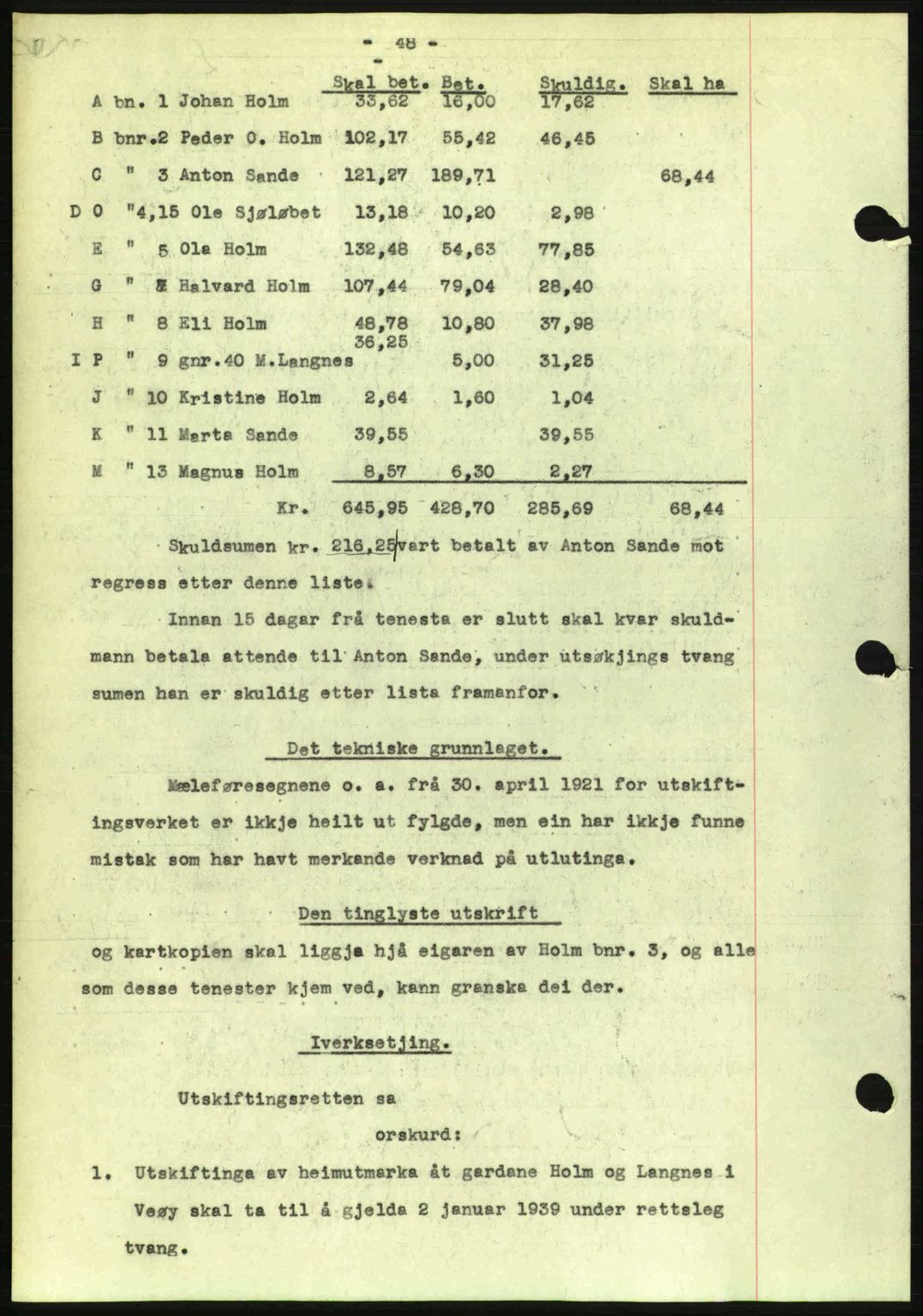 Romsdal sorenskriveri, AV/SAT-A-4149/1/2/2C: Mortgage book no. A6, 1938-1939, Diary no: : 761/1939