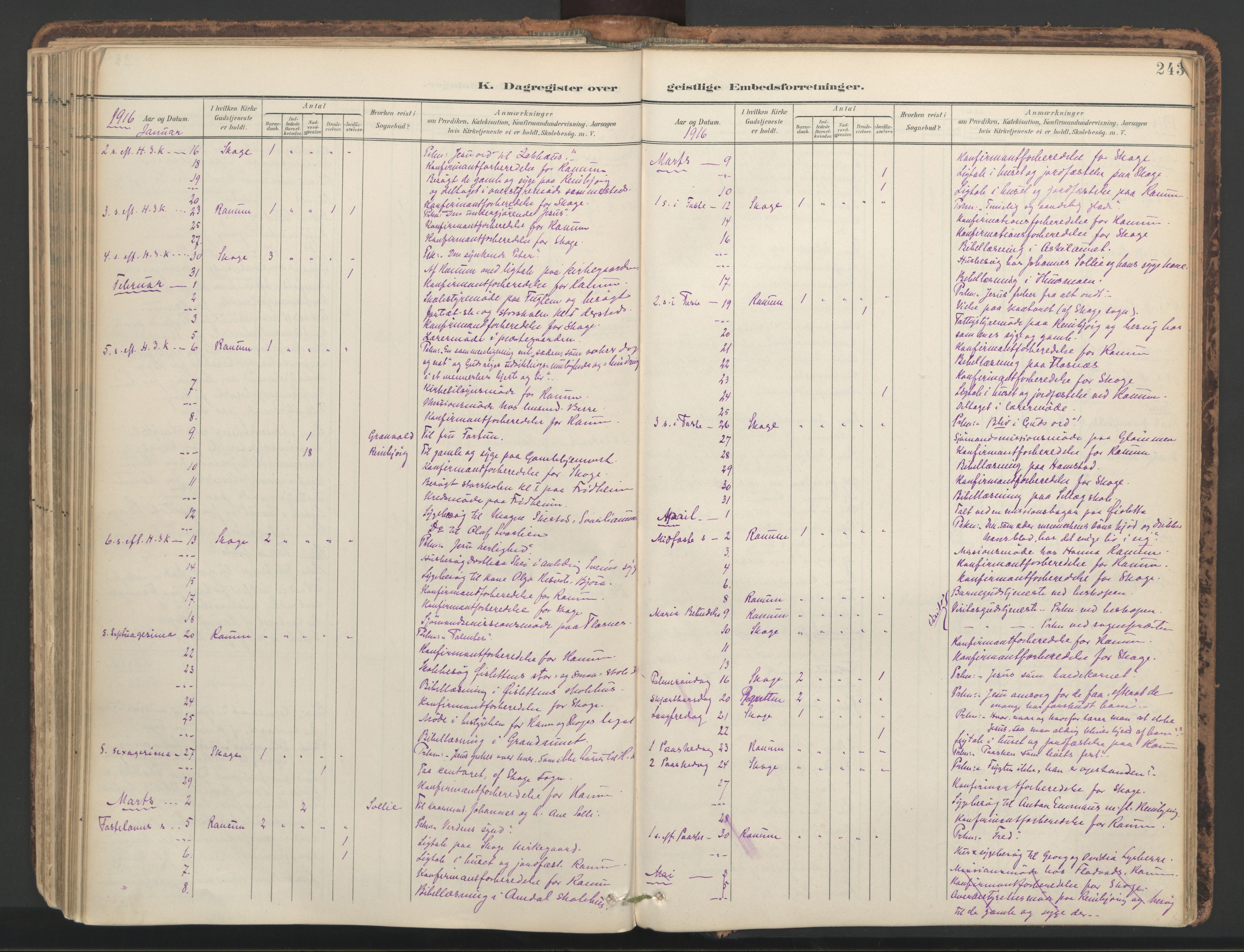 Ministerialprotokoller, klokkerbøker og fødselsregistre - Nord-Trøndelag, SAT/A-1458/764/L0556: Parish register (official) no. 764A11, 1897-1924, p. 243