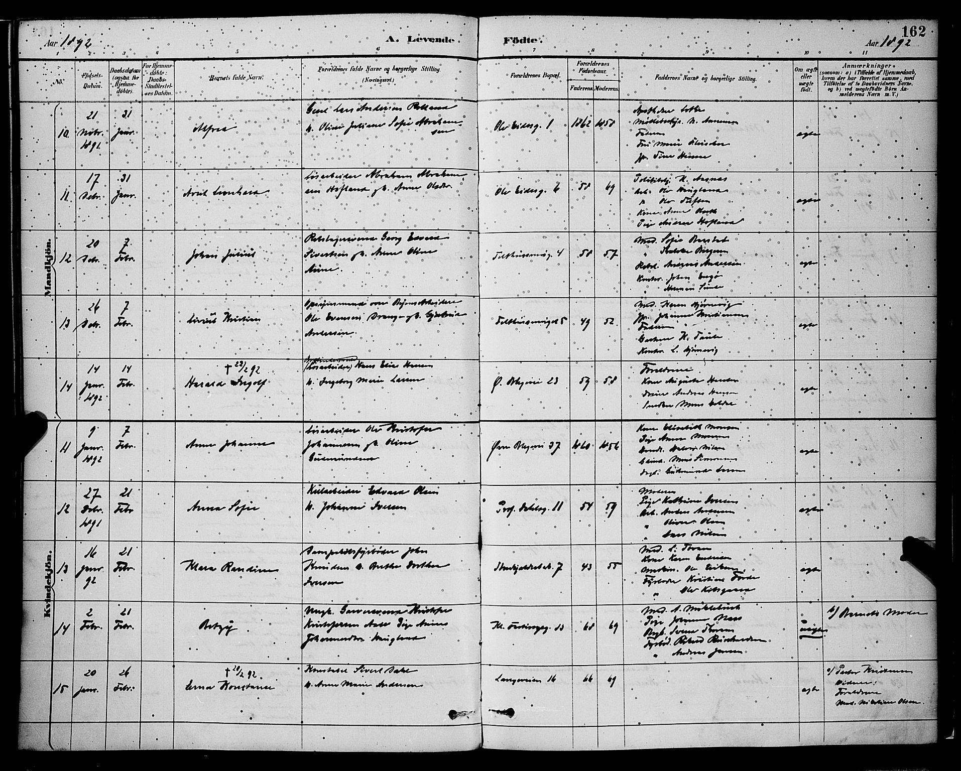 Korskirken sokneprestembete, SAB/A-76101/H/Hab: Parish register (copy) no. B 9, 1887-1896, p. 162