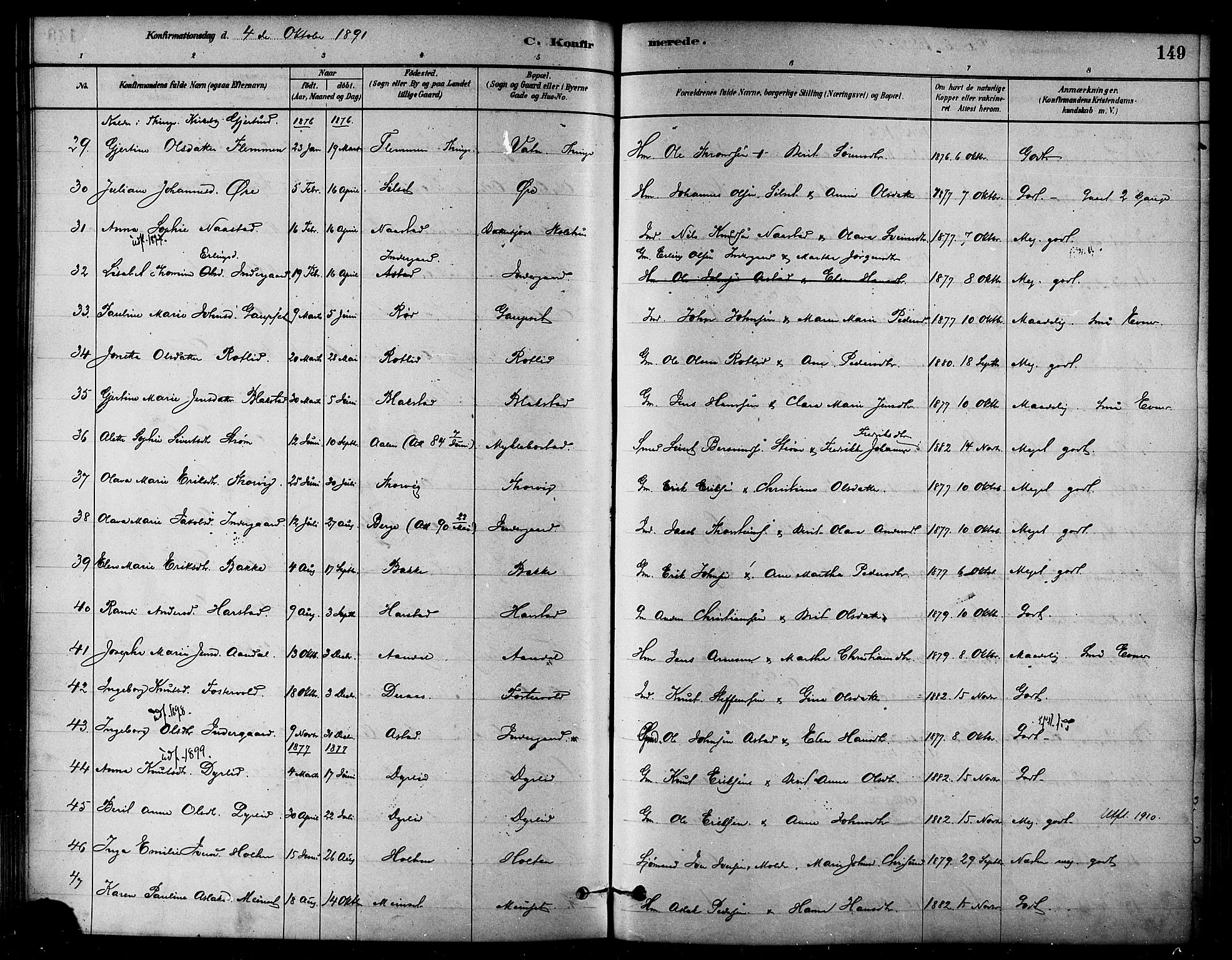 Ministerialprotokoller, klokkerbøker og fødselsregistre - Møre og Romsdal, AV/SAT-A-1454/584/L0967: Parish register (official) no. 584A07, 1879-1894, p. 149