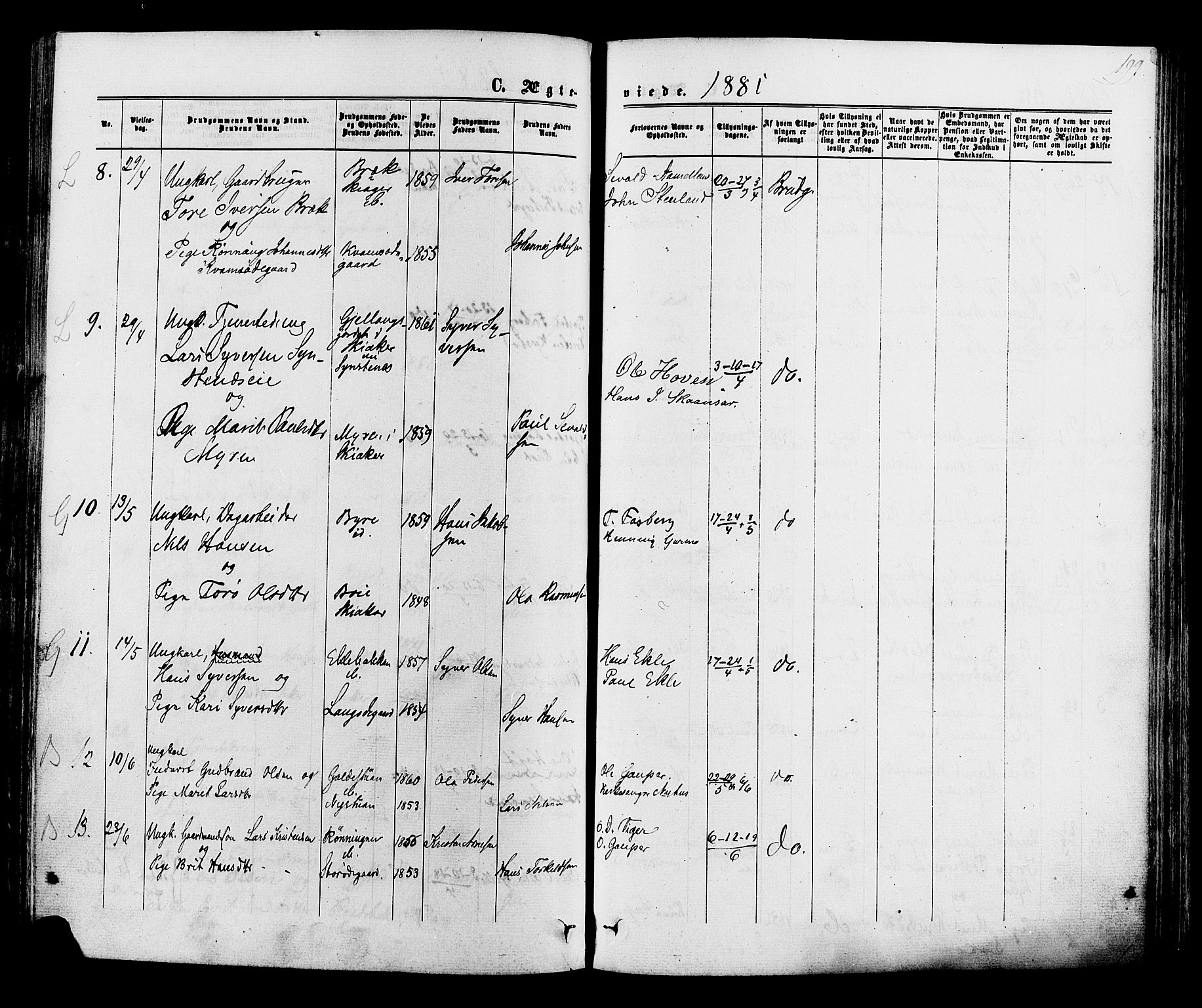 Lom prestekontor, AV/SAH-PREST-070/K/L0007: Parish register (official) no. 7, 1863-1884, p. 199