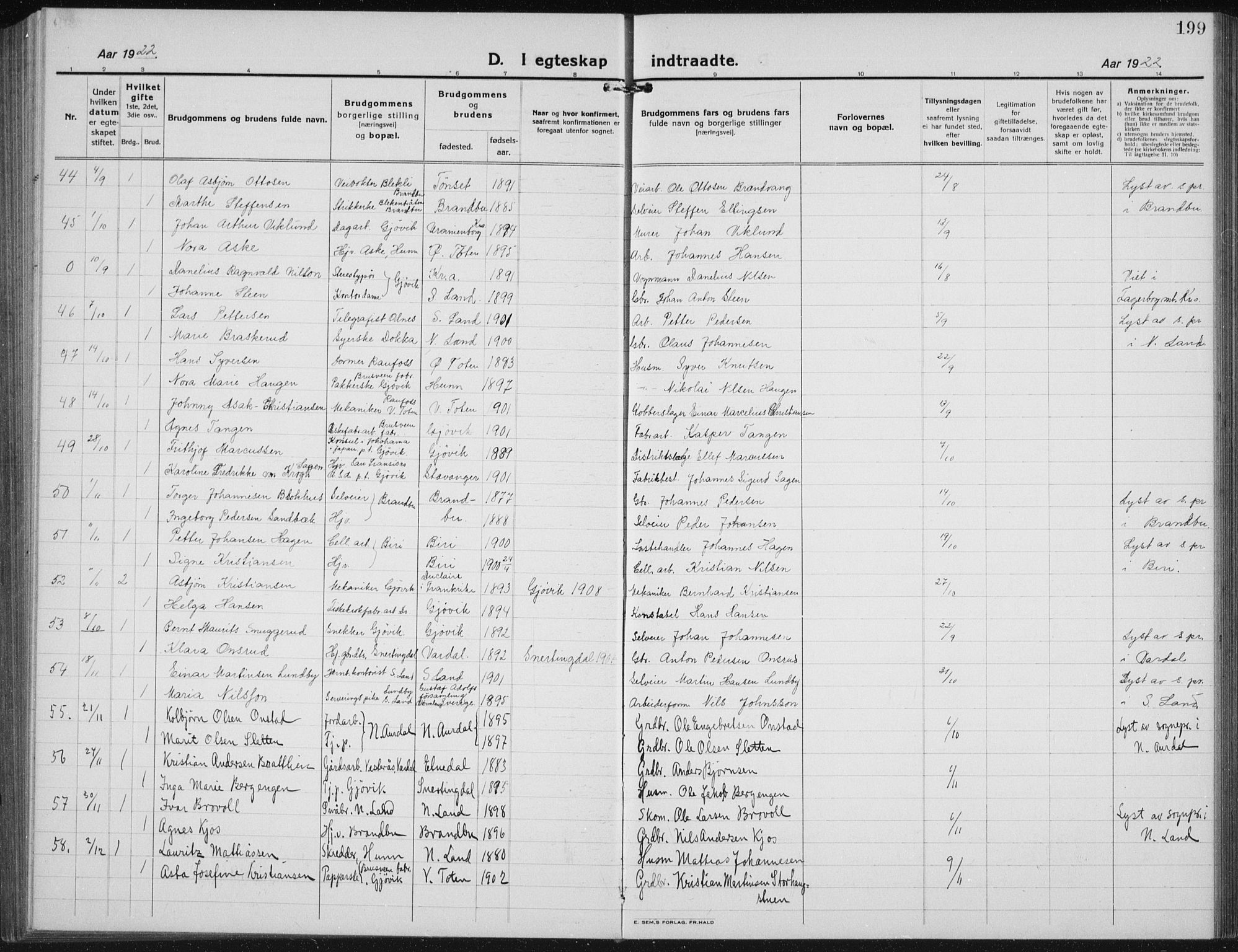 Vardal prestekontor, SAH/PREST-100/H/Ha/Hab/L0017: Parish register (copy) no. 17, 1922-1941, p. 199