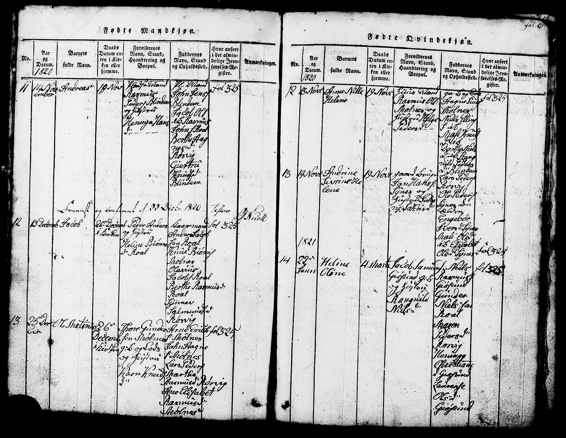 Ministerialprotokoller, klokkerbøker og fødselsregistre - Møre og Romsdal, SAT/A-1454/537/L0520: Parish register (copy) no. 537C01, 1819-1868, p. 6