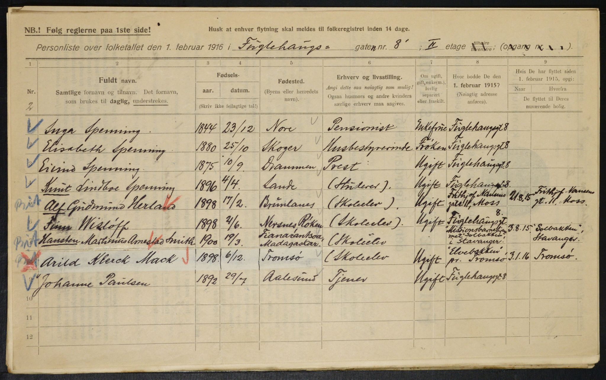 OBA, Municipal Census 1916 for Kristiania, 1916, p. 28955