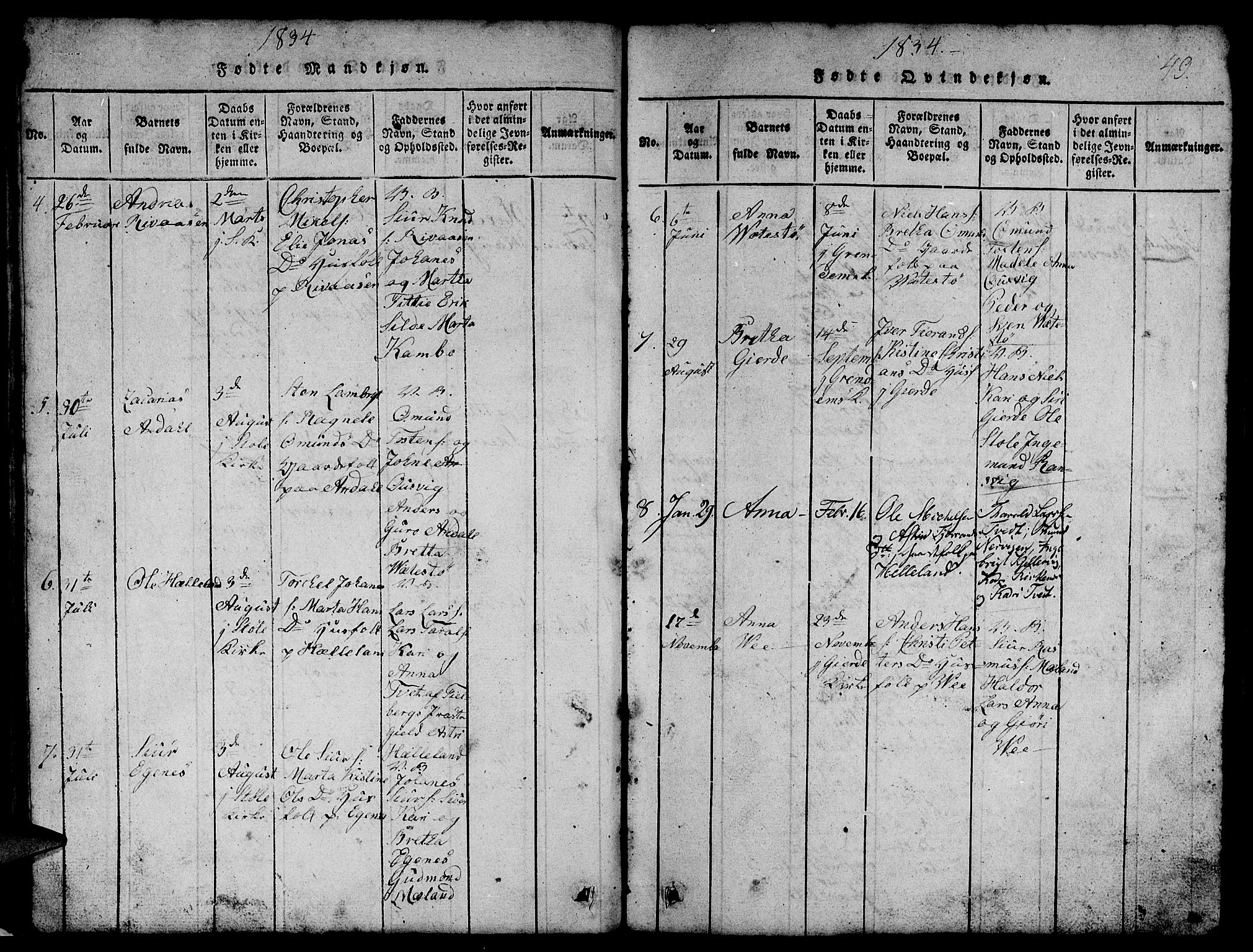 Etne sokneprestembete, AV/SAB-A-75001/H/Hab: Parish register (copy) no. B 1, 1815-1850, p. 49