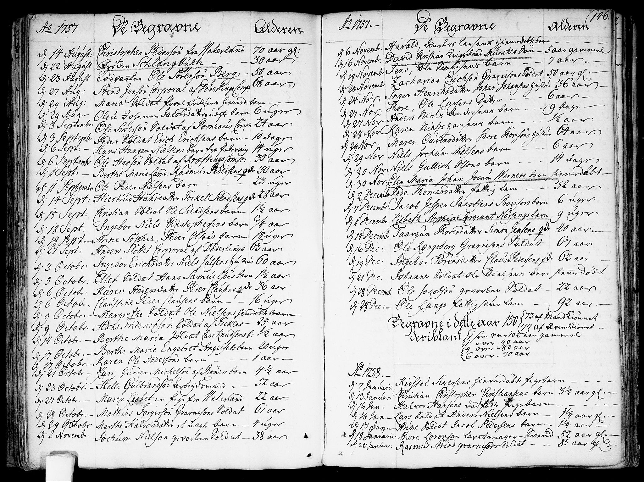 Garnisonsmenigheten Kirkebøker, AV/SAO-A-10846/F/Fa/L0002: Parish register (official) no. 2, 1757-1776, p. 146