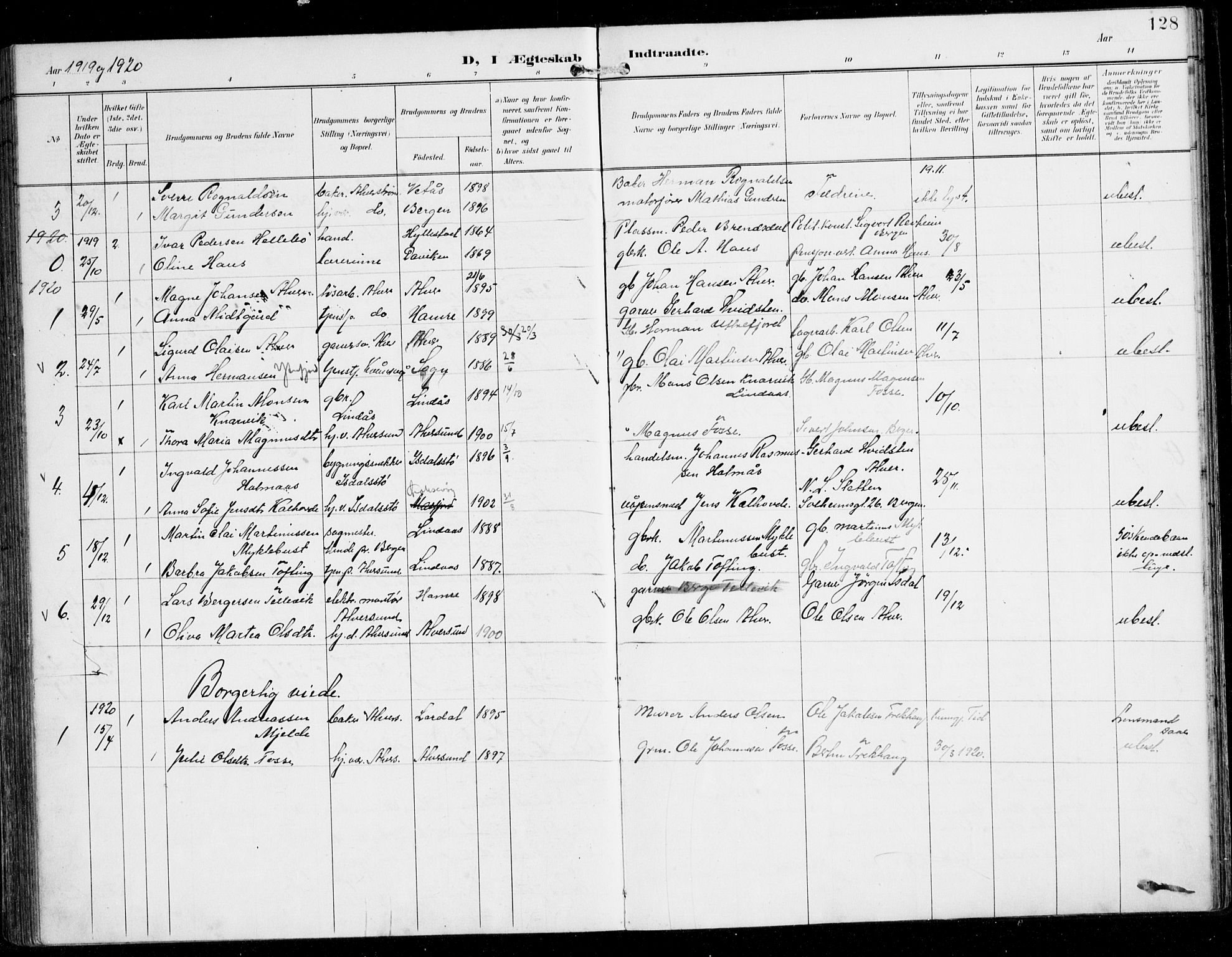 Alversund Sokneprestembete, SAB/A-73901/H/Ha/Haa/Haaa/L0003: Parish register (official) no. A 3, 1897-1926, p. 128