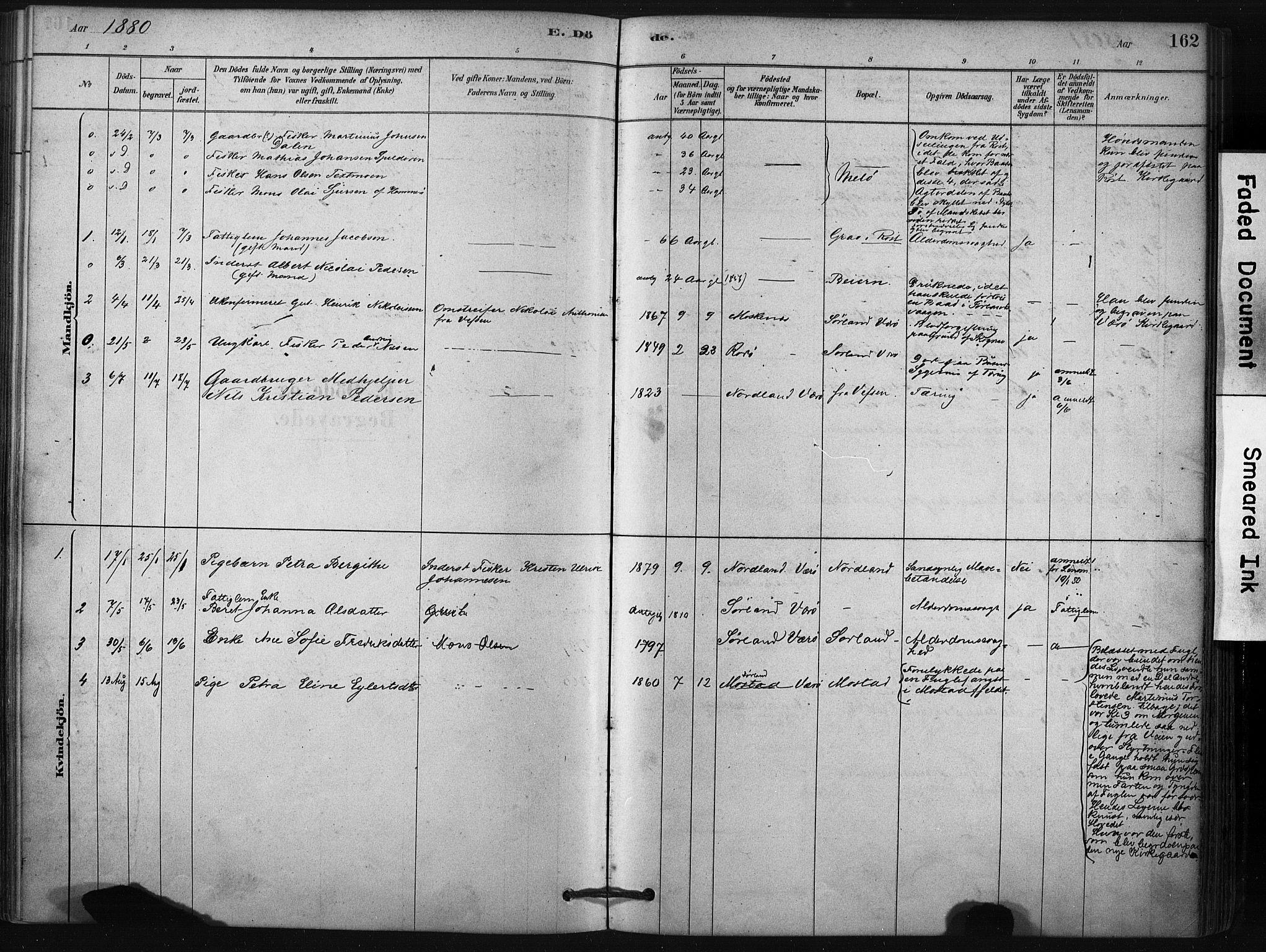 Ministerialprotokoller, klokkerbøker og fødselsregistre - Nordland, AV/SAT-A-1459/807/L0122: Parish register (official) no. 807A05, 1880-1902, p. 162