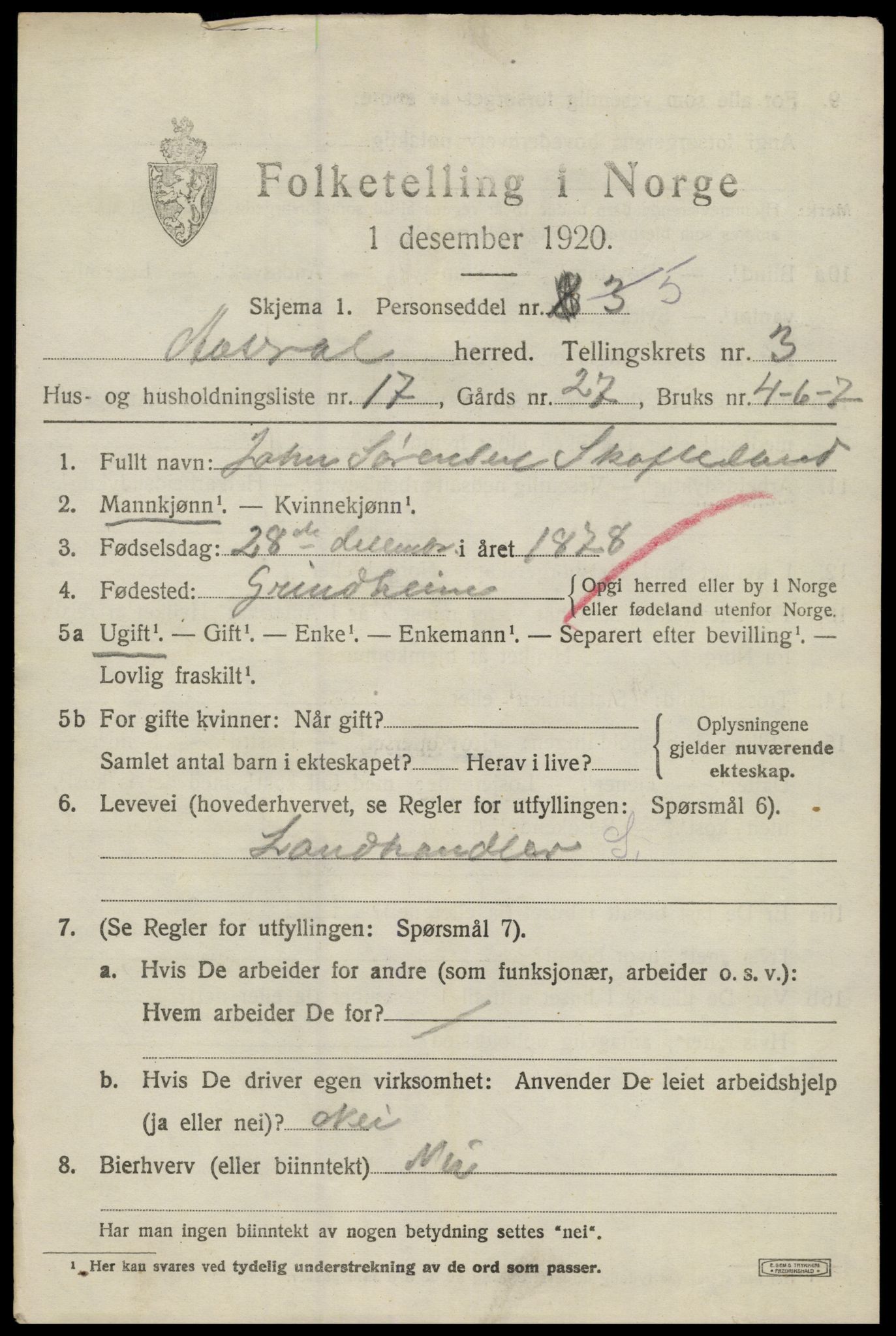SAK, 1920 census for Åseral, 1920, p. 1154