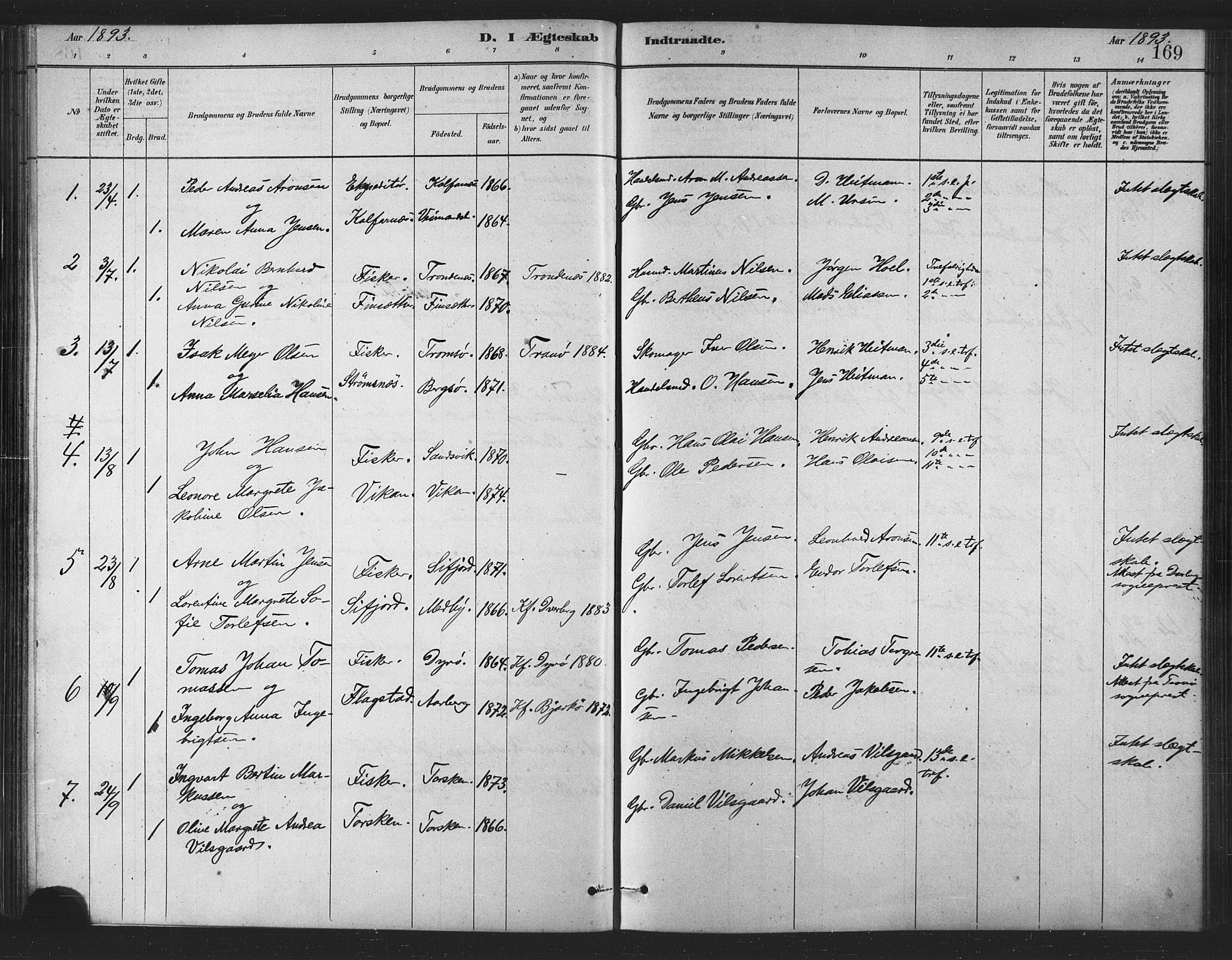 Berg sokneprestkontor, SATØ/S-1318/G/Ga/Gaa/L0004kirke: Parish register (official) no. 4, 1880-1894, p. 169