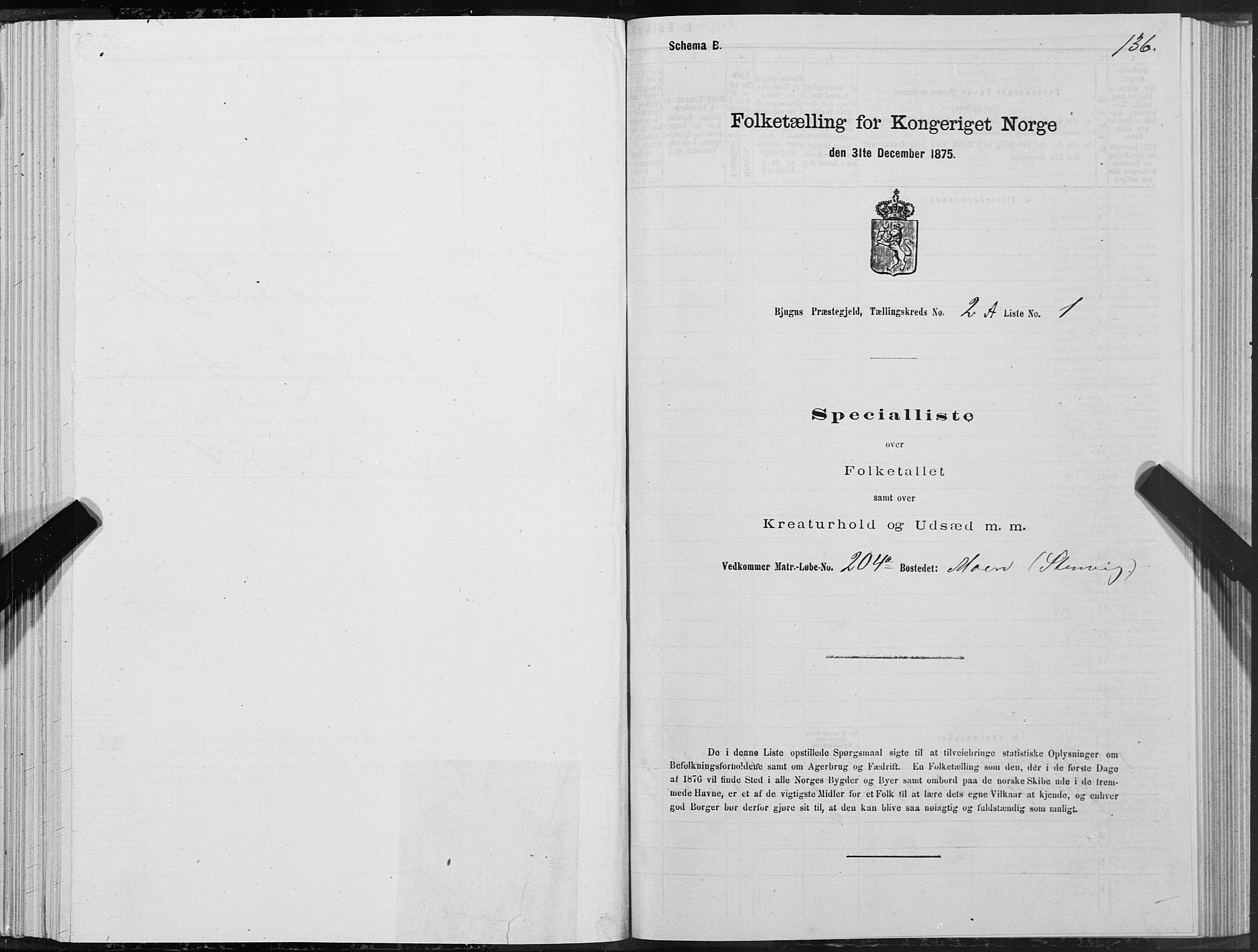 SAT, 1875 census for 1627P Bjugn, 1875, p. 1136