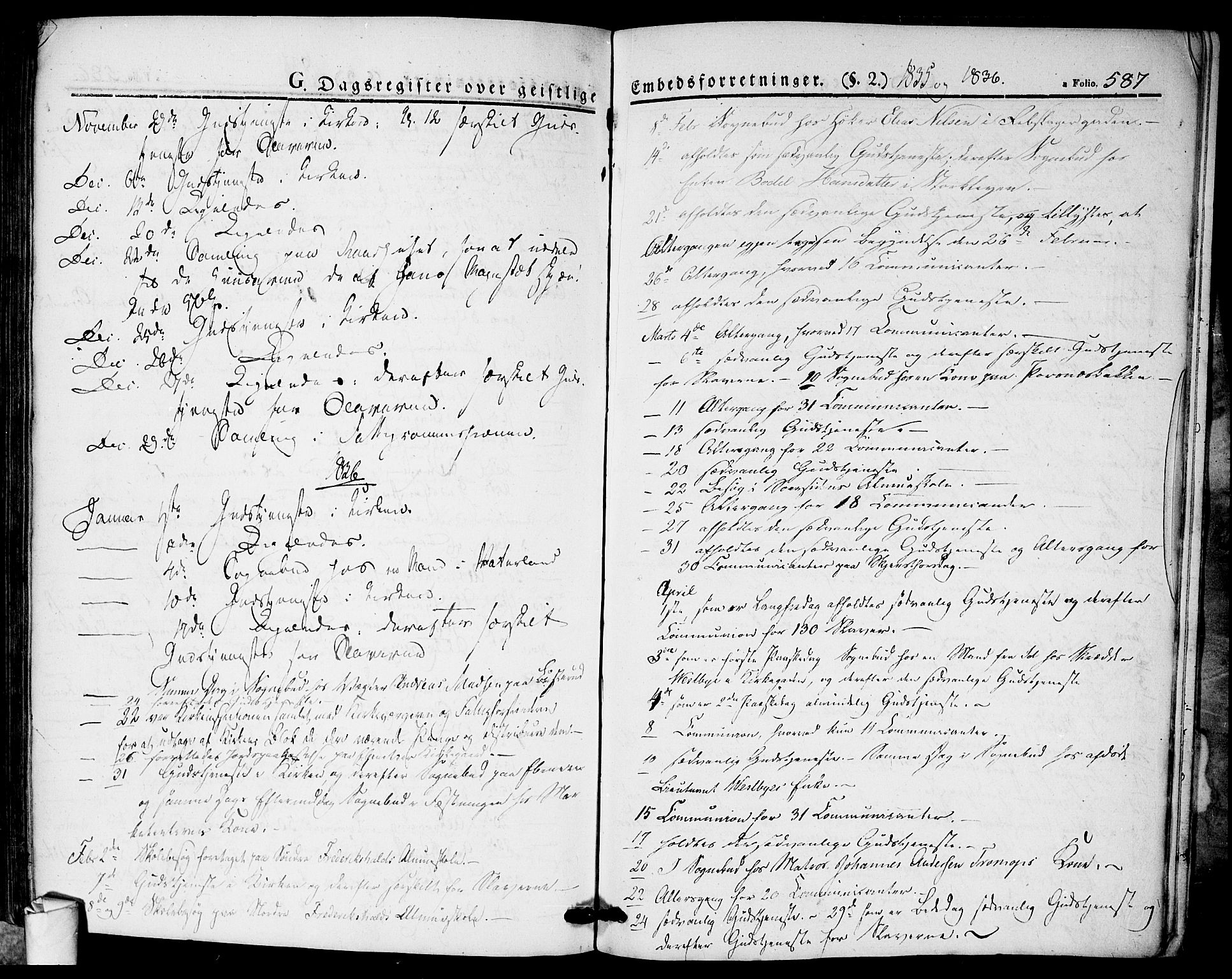 Halden prestekontor Kirkebøker, SAO/A-10909/F/Fa/L0005: Parish register (official) no. I 5, 1834-1845, p. 587