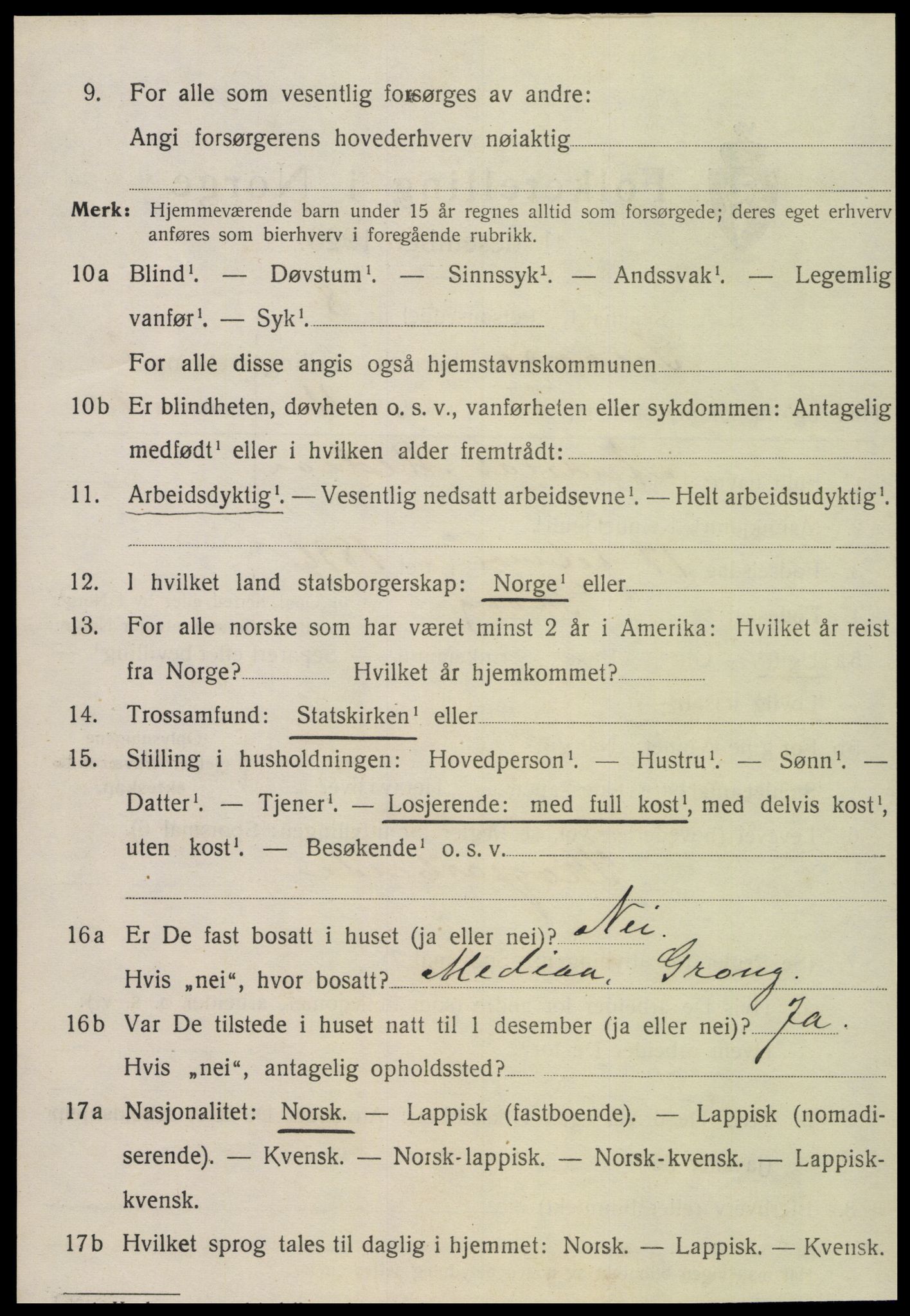 SAT, 1920 census for Snåsa, 1920, p. 1523