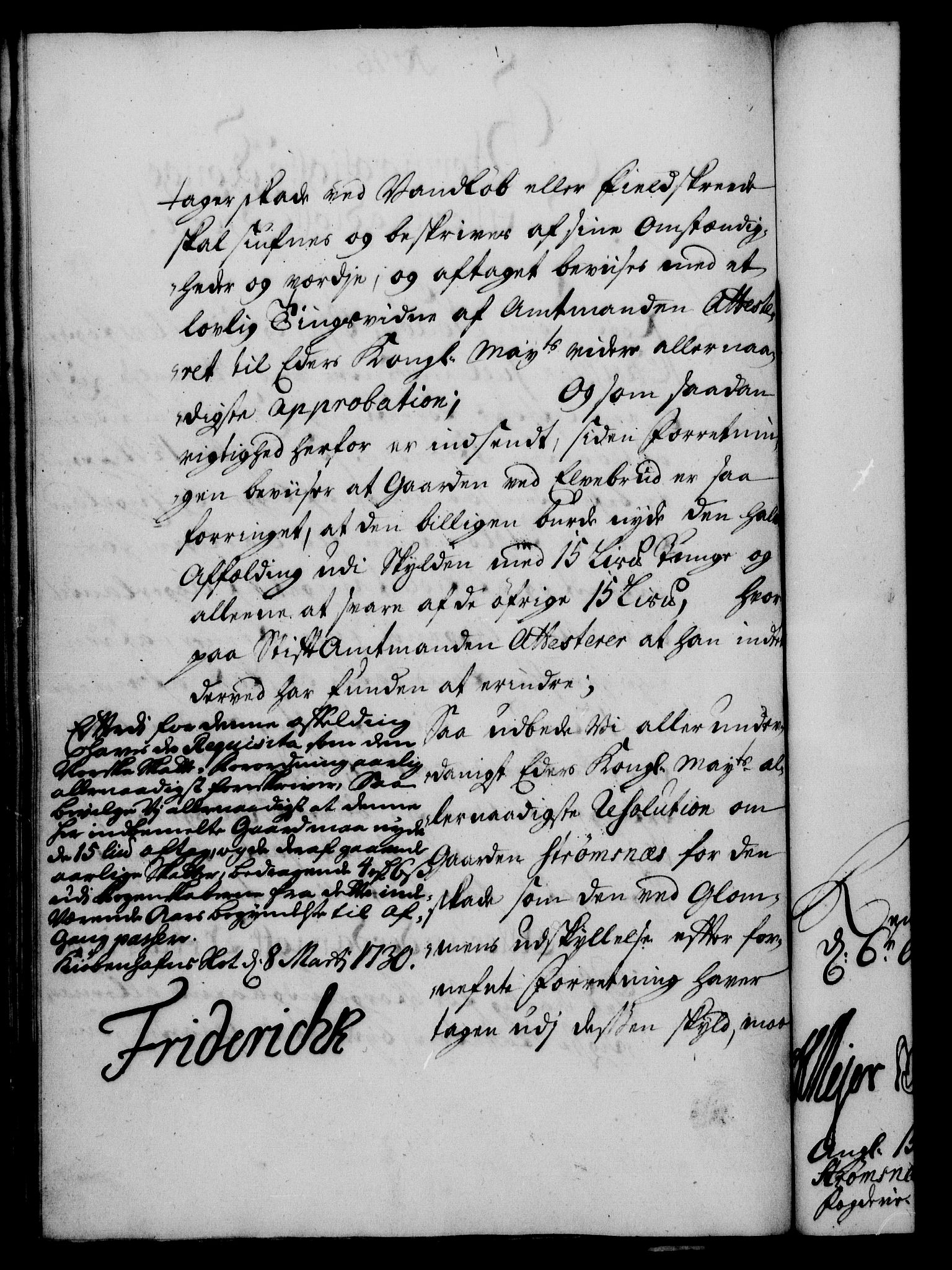 Rentekammeret, Kammerkanselliet, RA/EA-3111/G/Gf/Gfa/L0013: Norsk relasjons- og resolusjonsprotokoll (merket RK 52.13), 1730, p. 160
