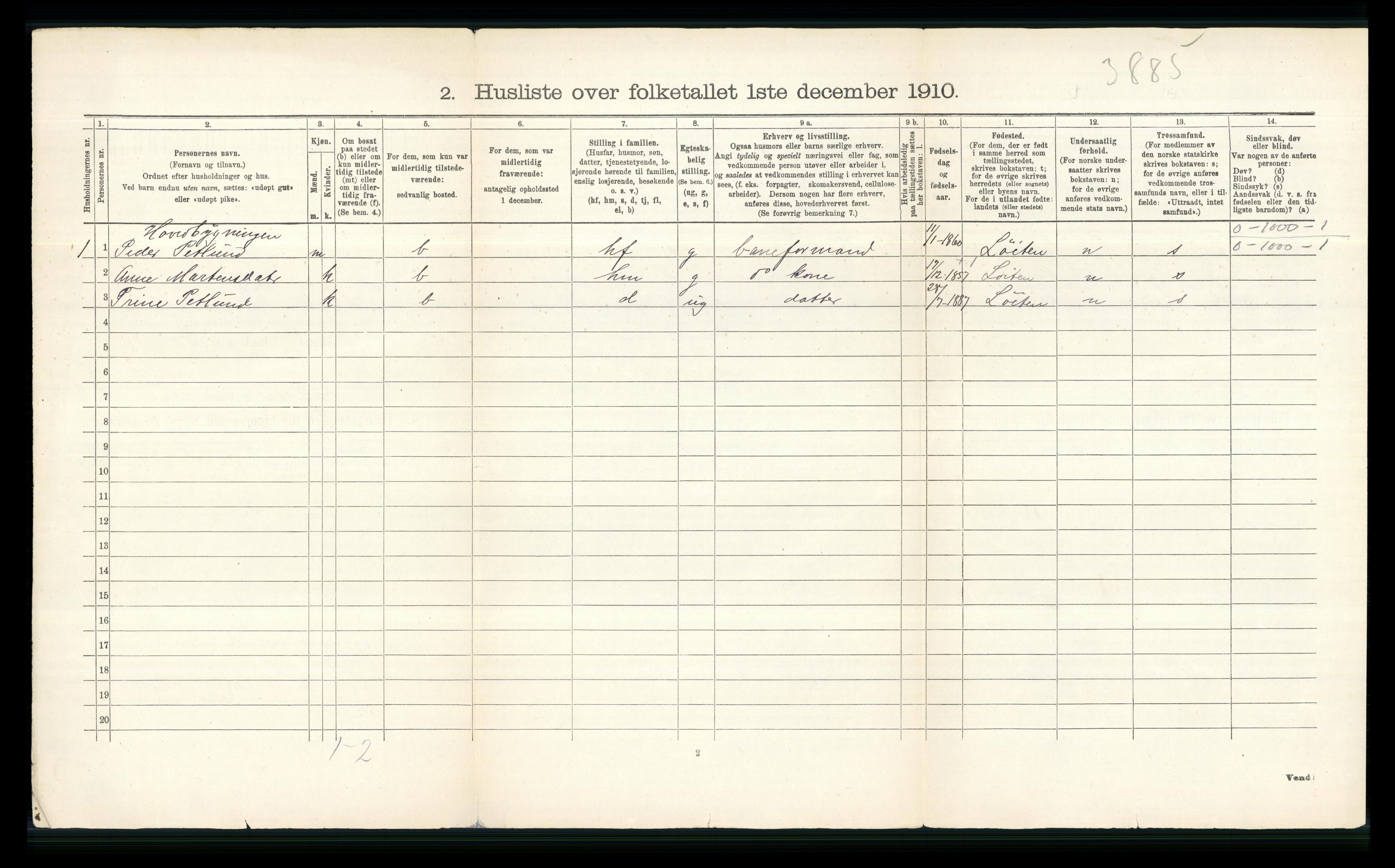 RA, 1910 census for Øyer, 1910, p. 38