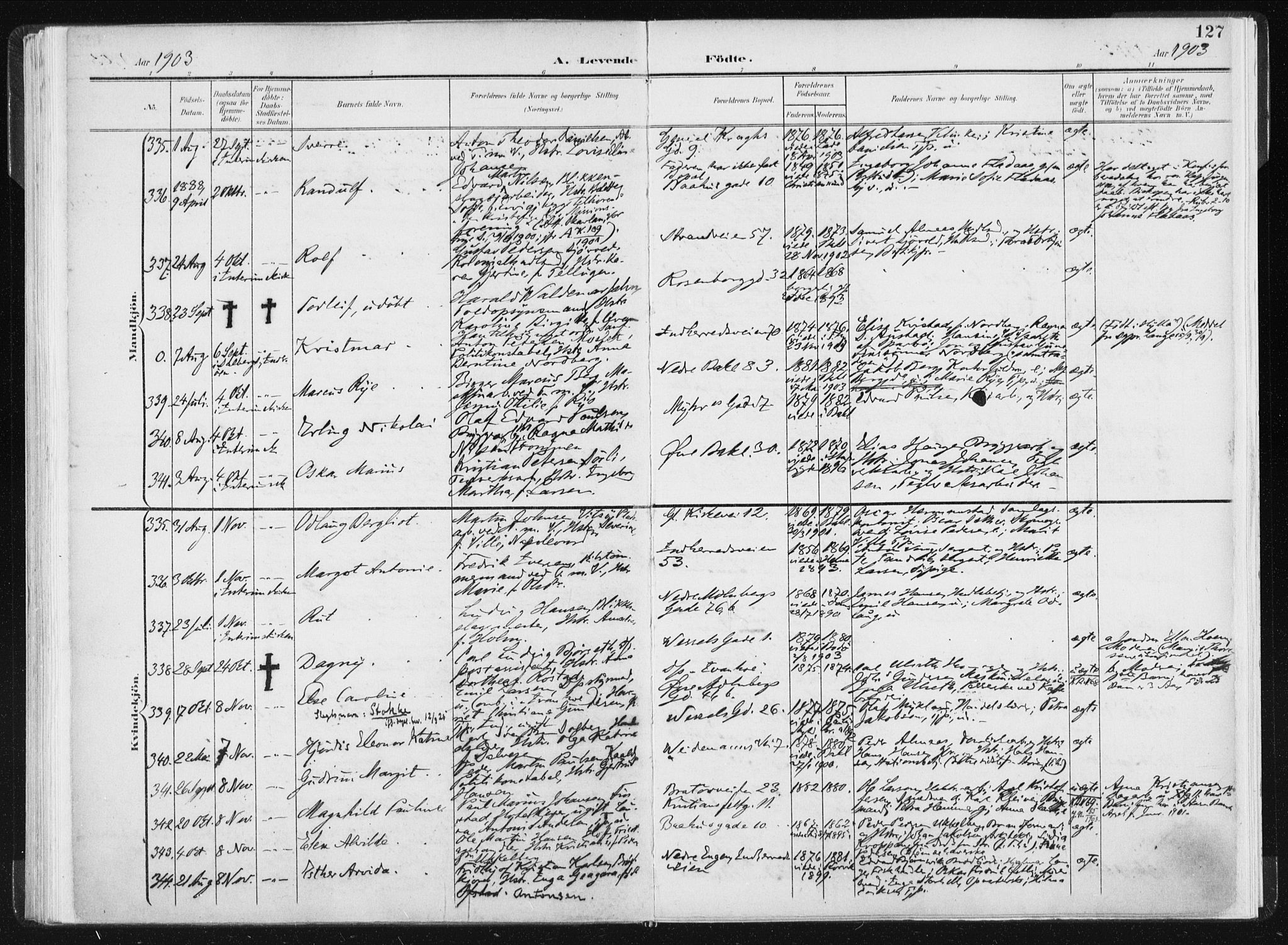 Ministerialprotokoller, klokkerbøker og fødselsregistre - Sør-Trøndelag, SAT/A-1456/604/L0199: Parish register (official) no. 604A20I, 1901-1906, p. 127