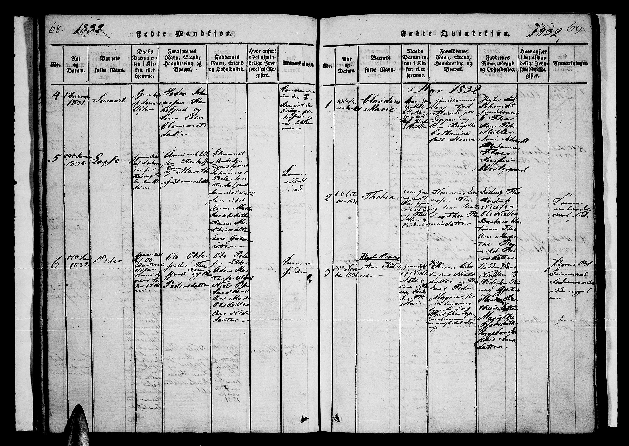 Loppa sokneprestkontor, AV/SATØ-S-1339/H/Ha/L0003kirke: Parish register (official) no. 3, 1820-1848, p. 68-69