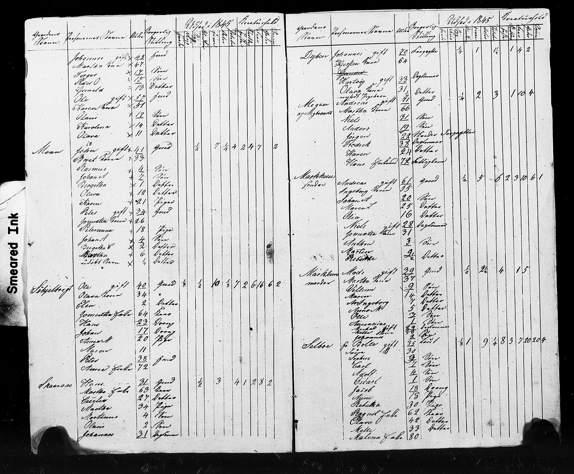 , Census 1845 for Skogn, 1845, p. 71