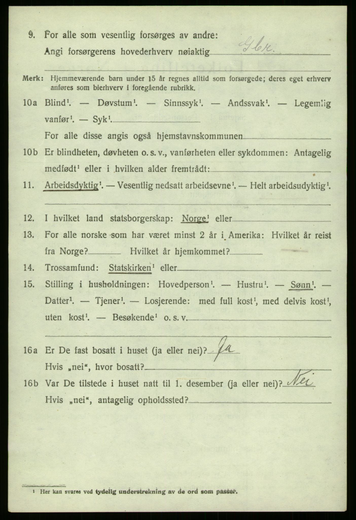 SAB, 1920 census for Gulen, 1920, p. 3508