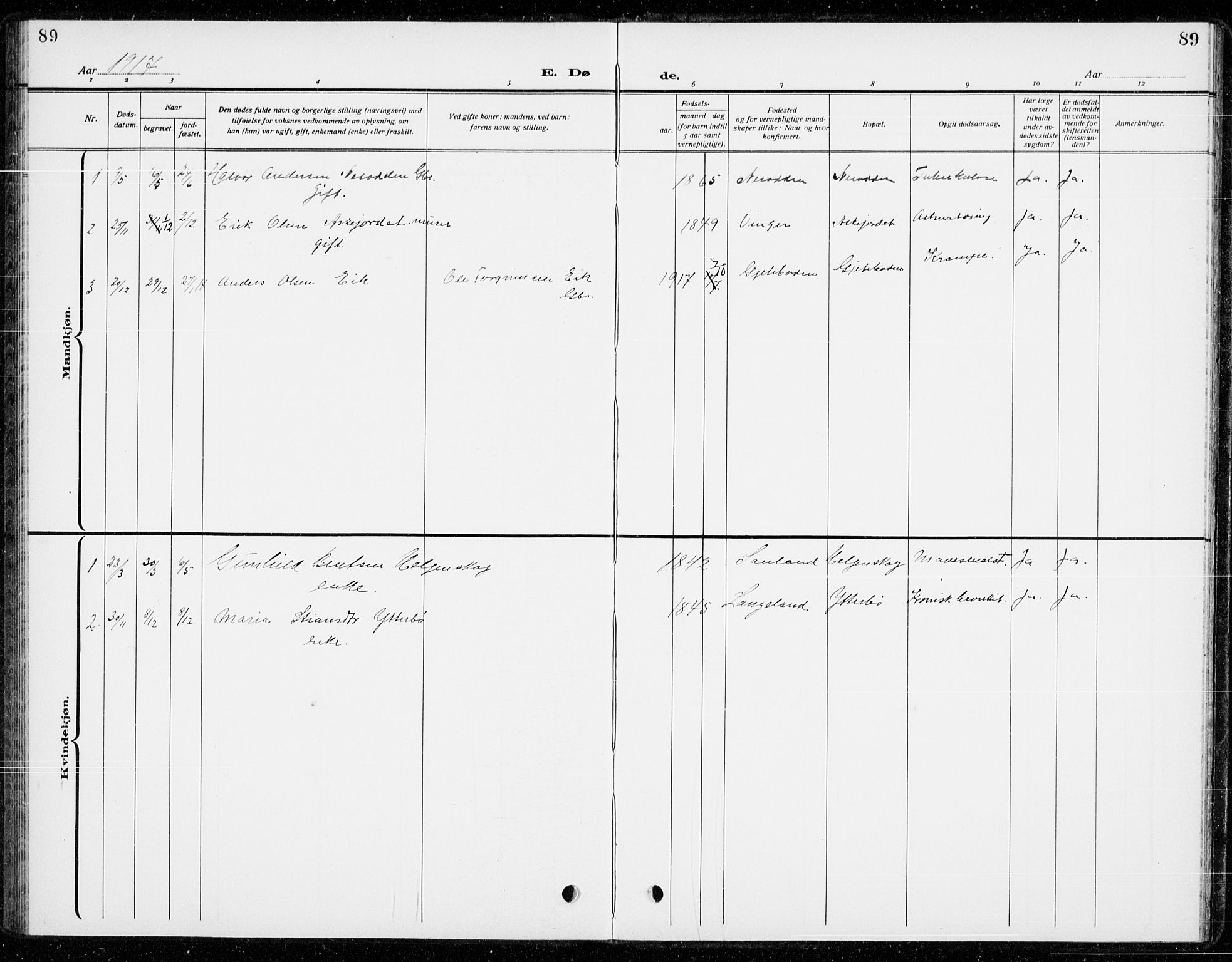 Holla kirkebøker, SAKO/A-272/G/Gb/L0003: Parish register (copy) no. II 3, 1914-1941, p. 89