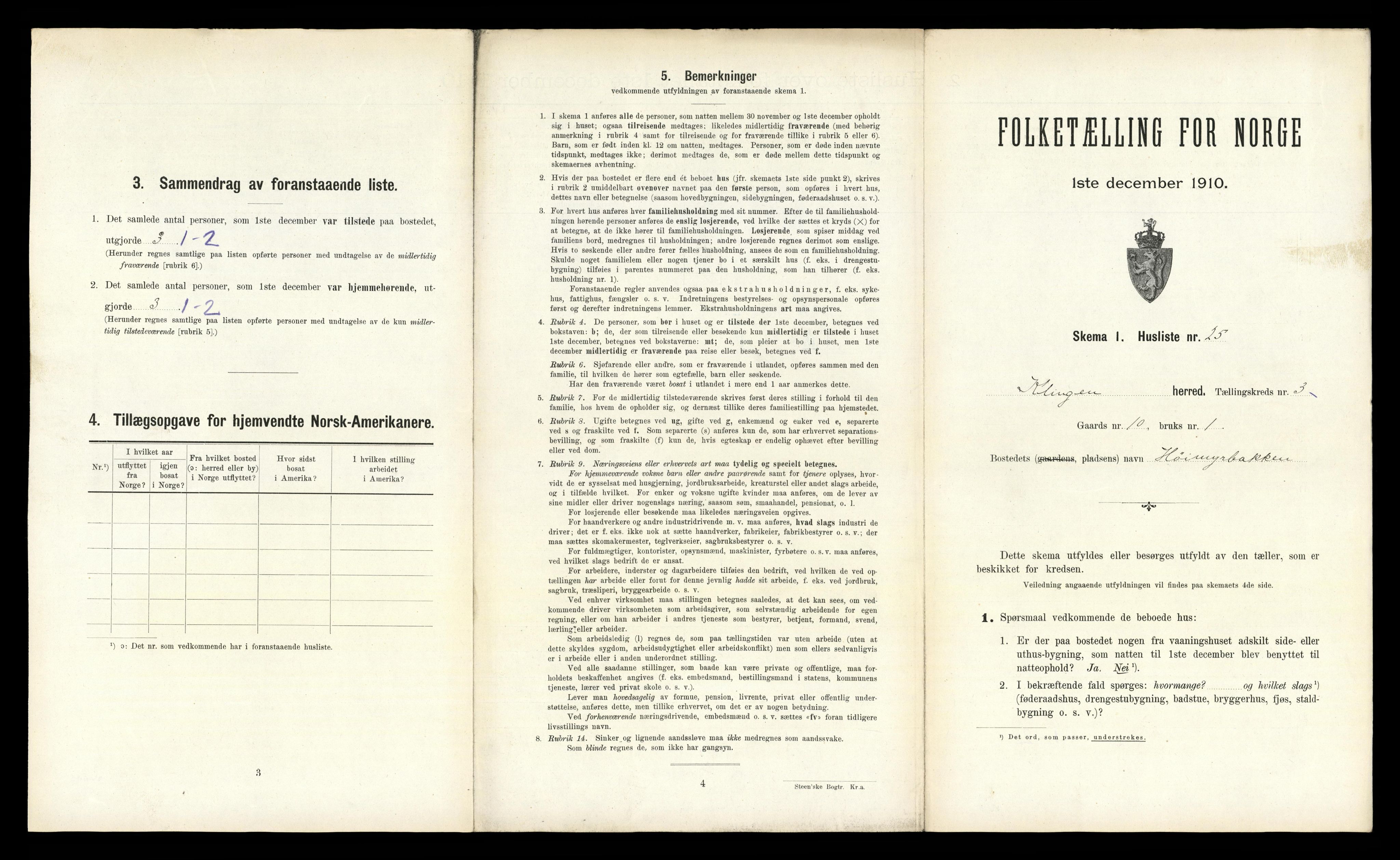 RA, 1910 census for Klinga, 1910, p. 305