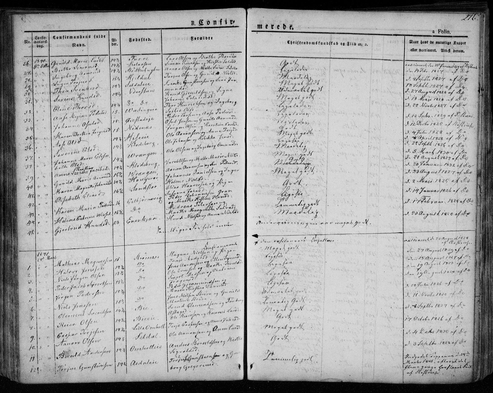 Øyestad sokneprestkontor, AV/SAK-1111-0049/F/Fa/L0013: Parish register (official) no. A 13, 1827-1842, p. 276